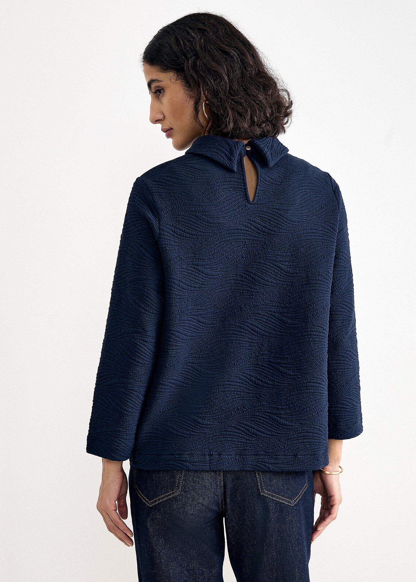 Lina Zip and Jacquard Detail Top