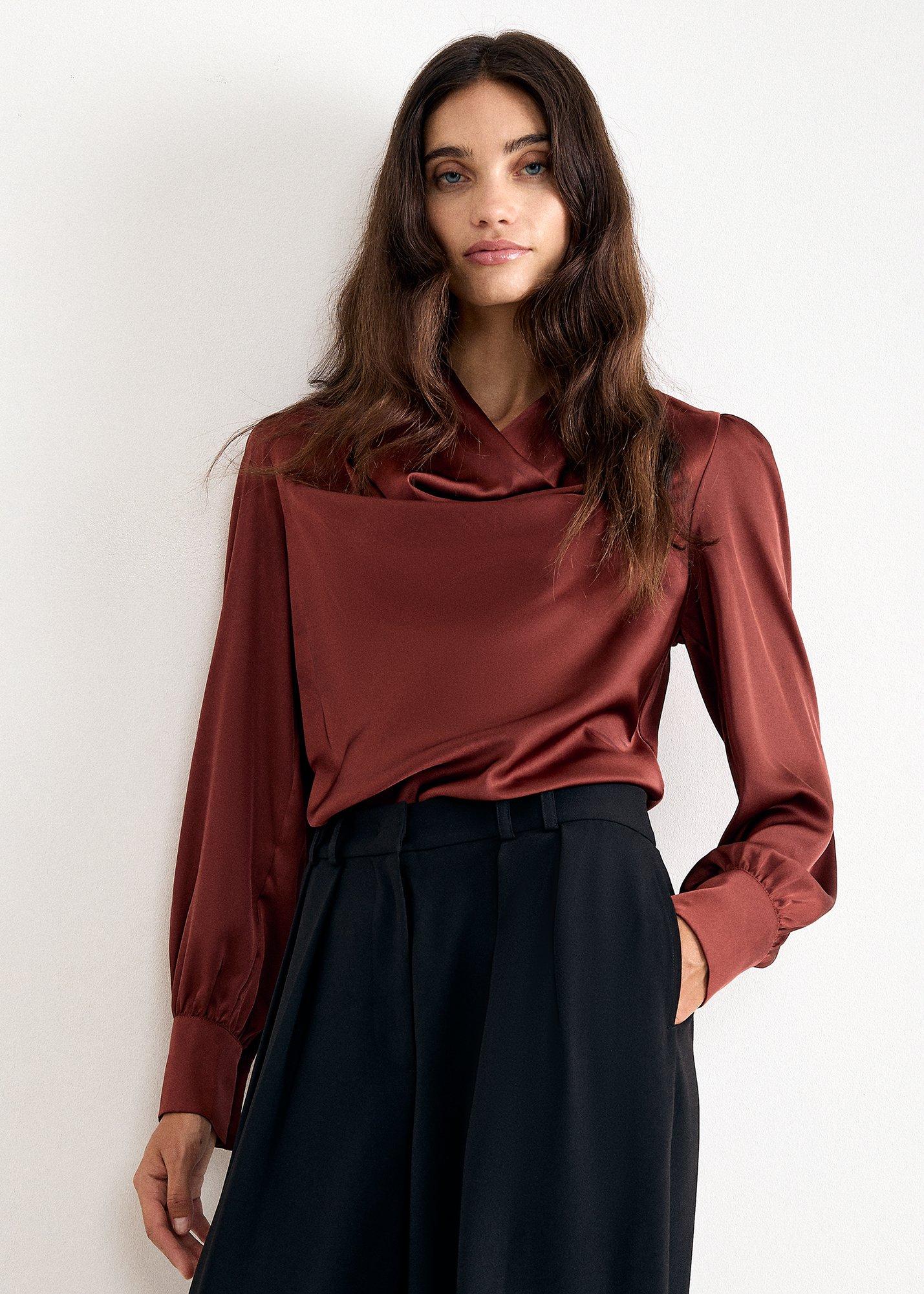 Naomi Cowl Neck Satin Front Top