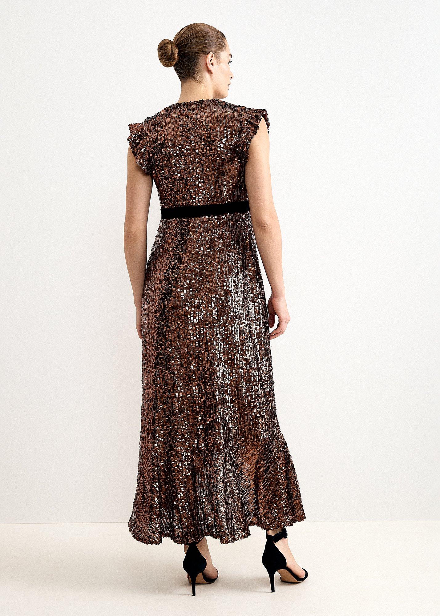 Enja Bronze Sequin Maxi Dress