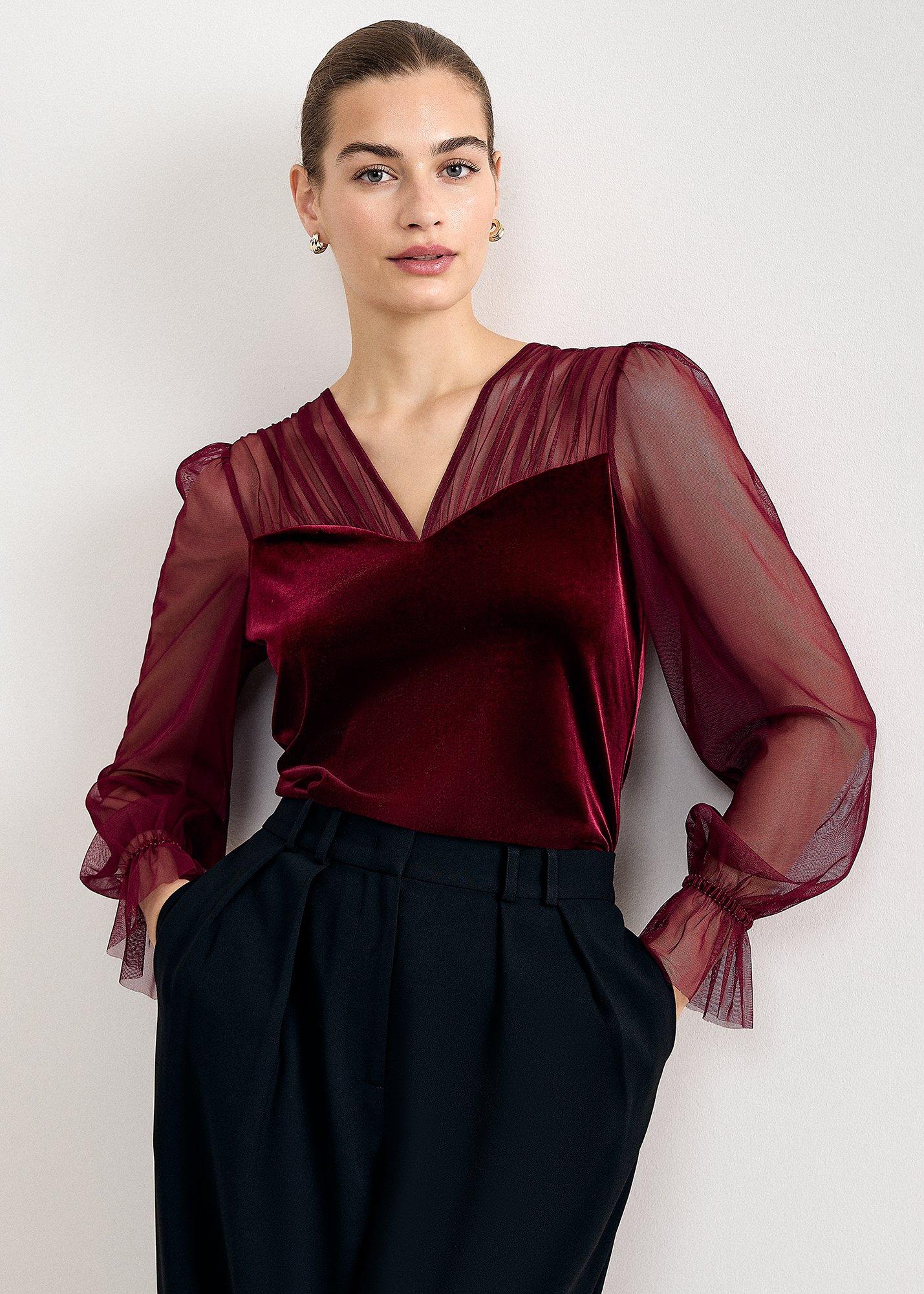 Cindy Velvet and Mesh Top
