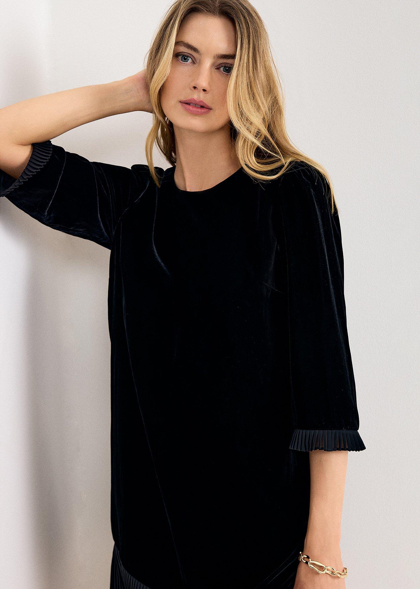 elysia-velvet-pleat-swing-mini-dress