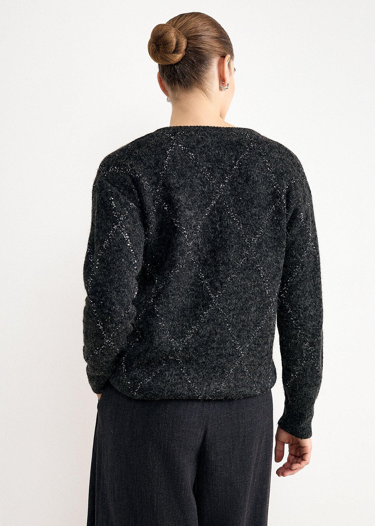 Fenia Alpaca Blend Diamond V Neck Jumper