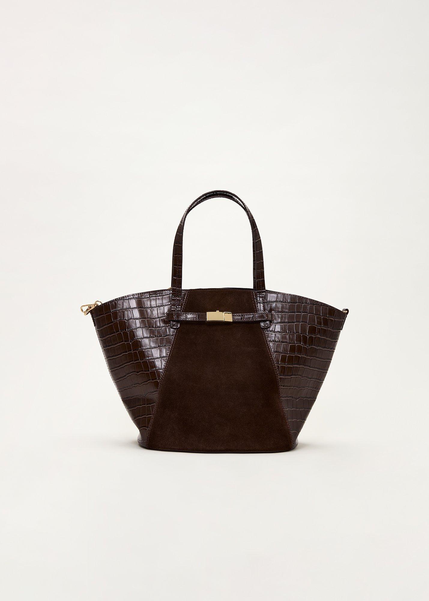 Leather and Suede Textured Tote Bag