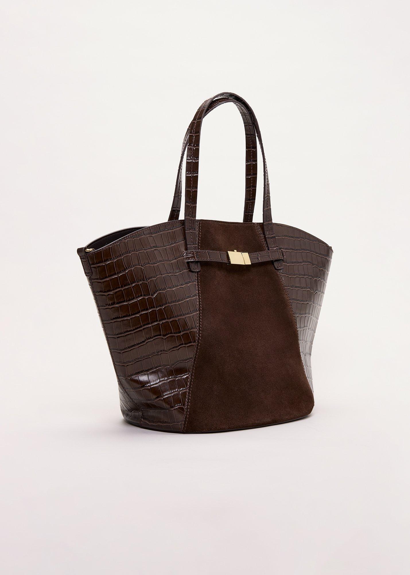 Leather and Suede Textured Tote Bag