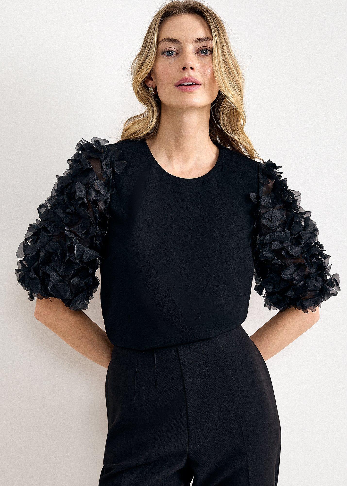 aida-ponte-woven-sleeve-top