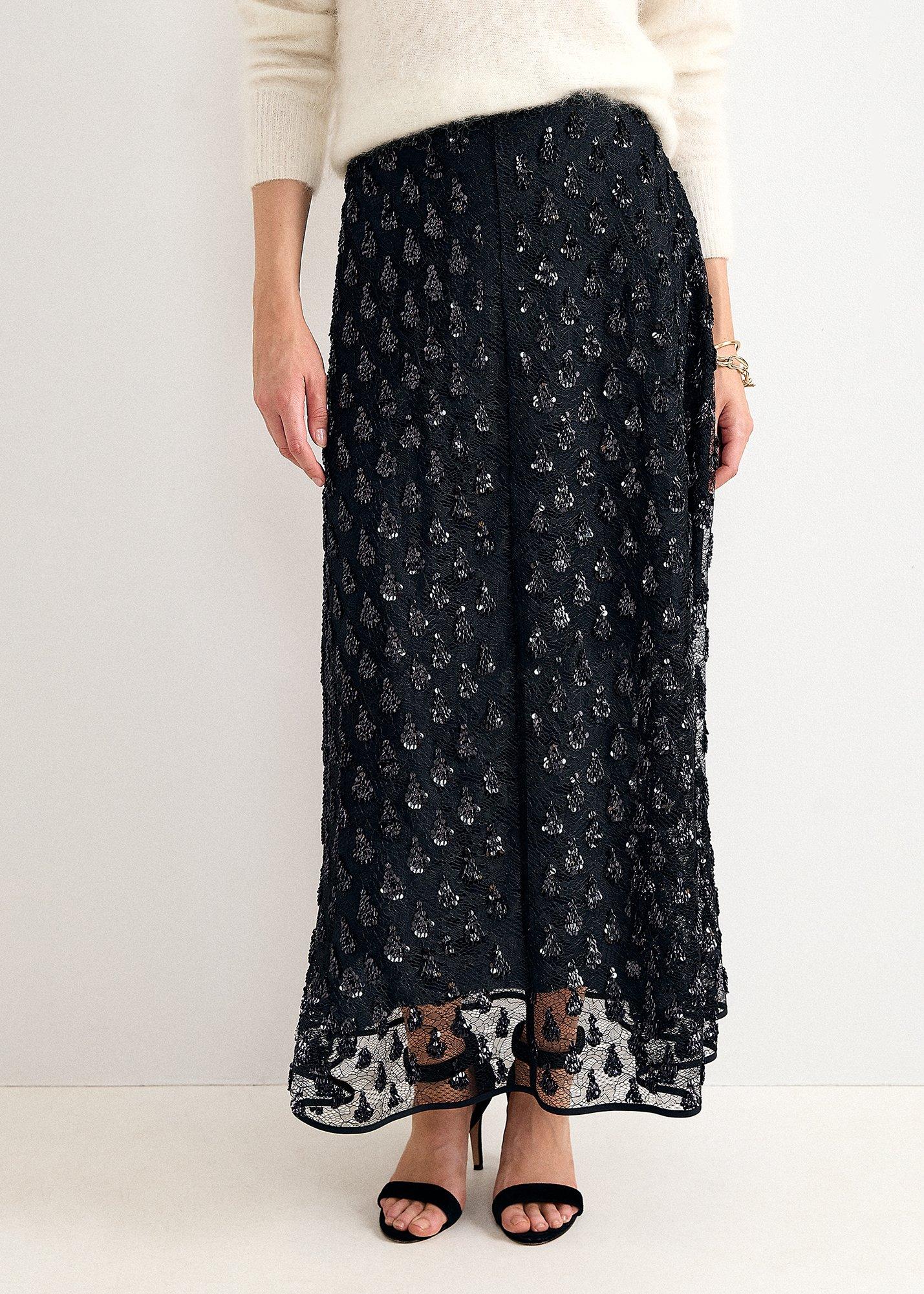 Esme Embellished Sheer Midi Skirt