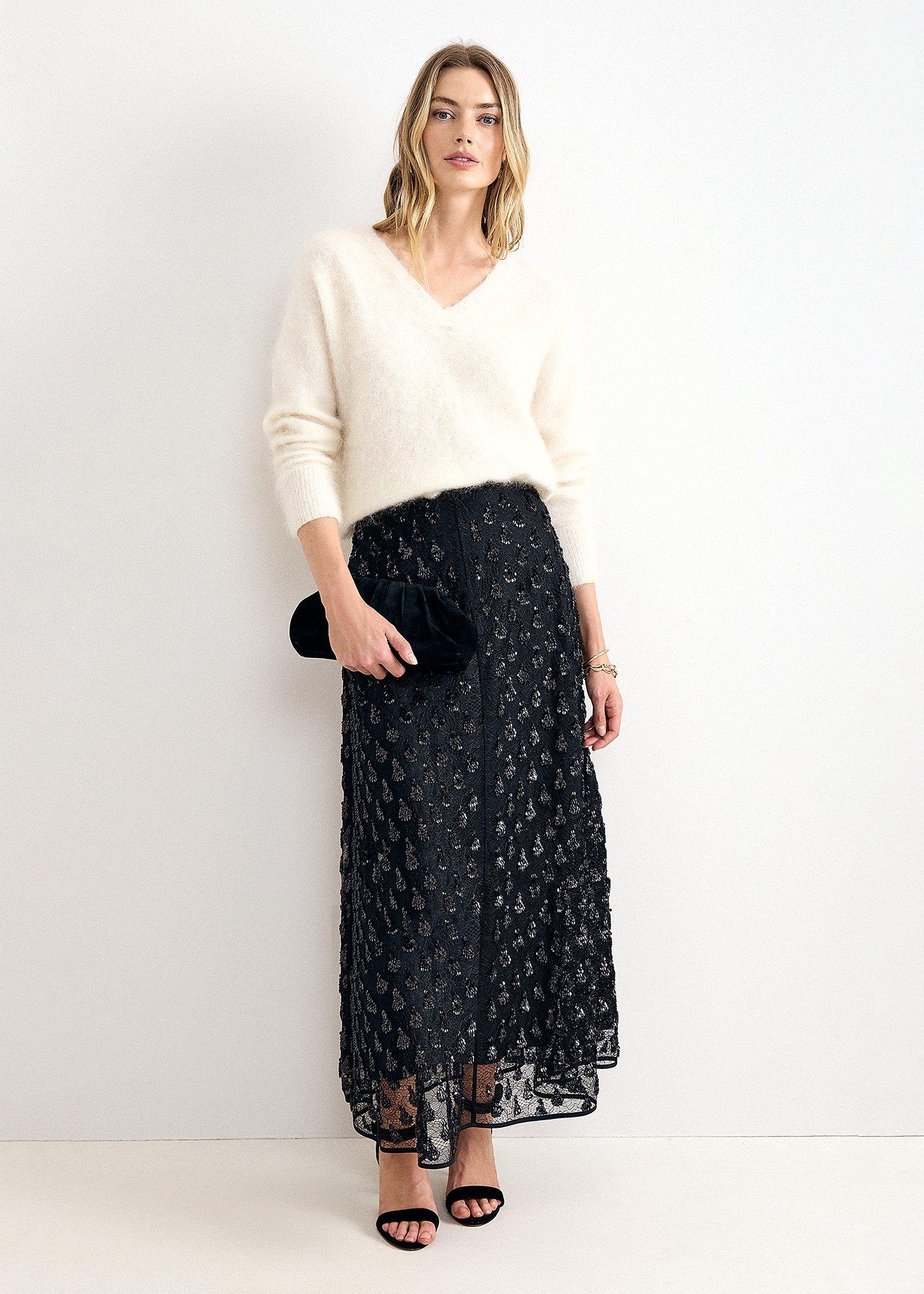 Esme Embellished Sheer Midi Skirt