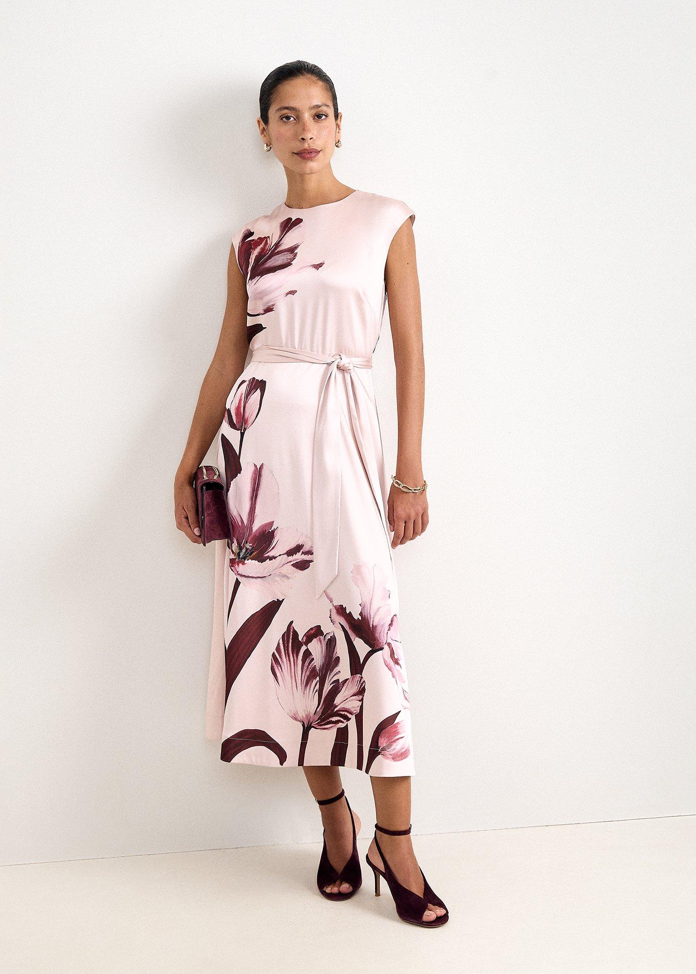 Jane Satin Floral Placement Print Dress
