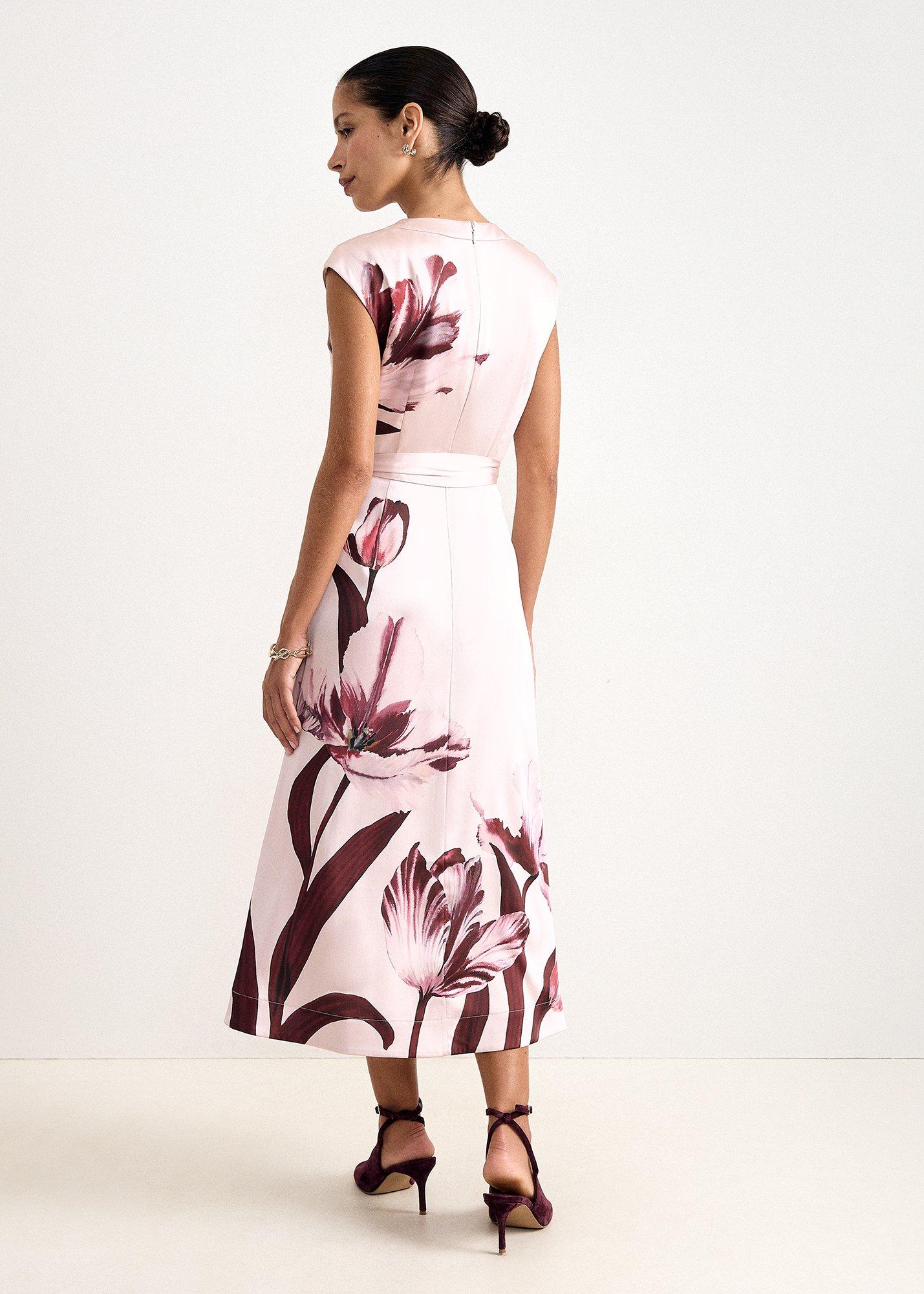 Jane Satin Floral Placement Print Dress