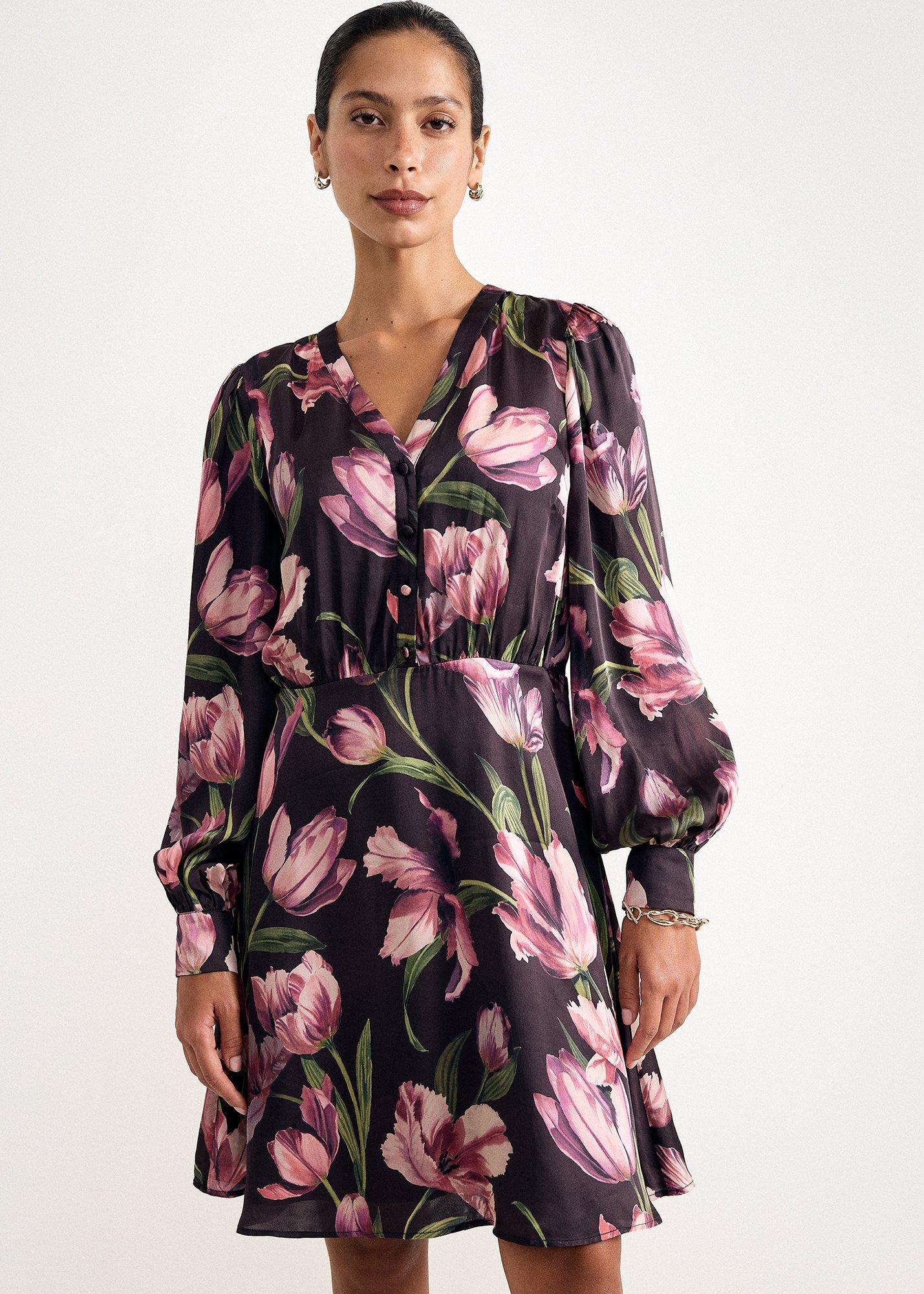 Margot Long Sleeved Printed Floral Mini Dress