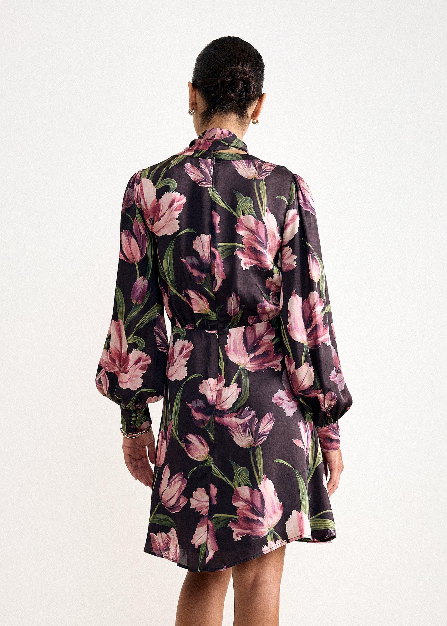 Margot Long Sleeved Printed Floral Mini Dress