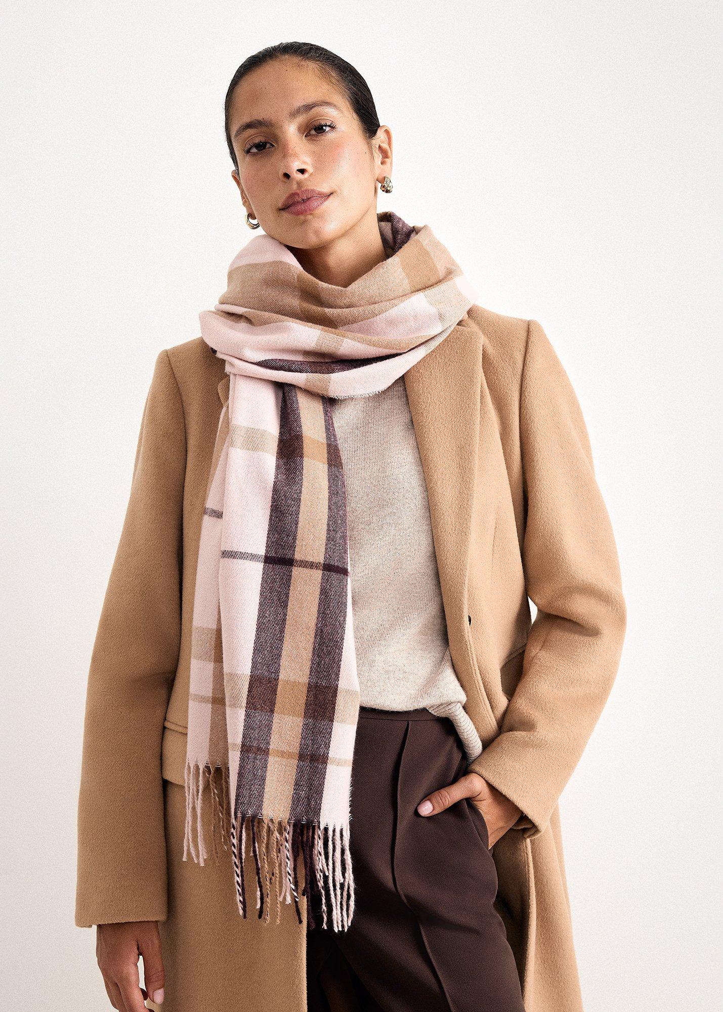 pink-check-print-winter-scarf
