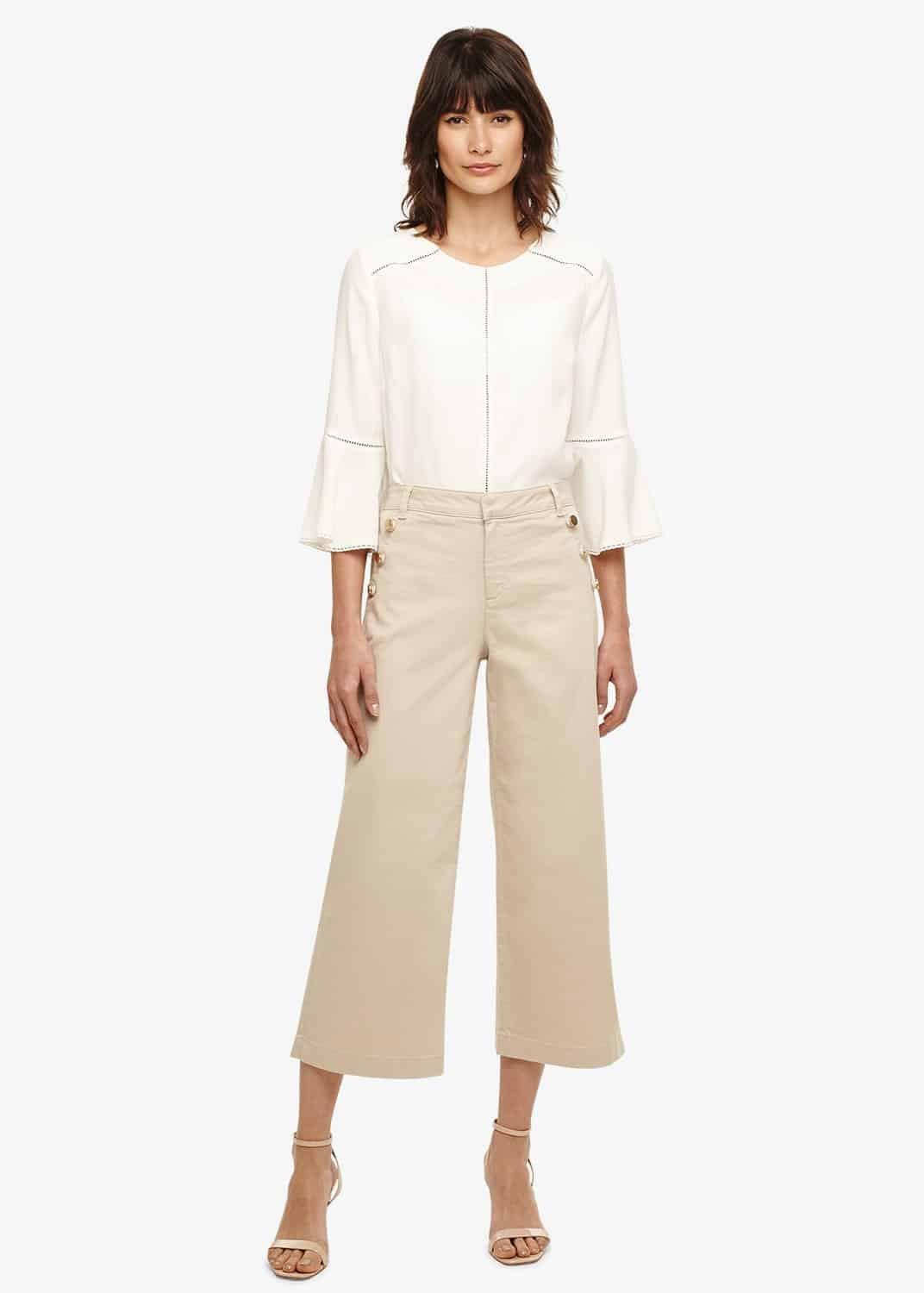 Madi Button Soft Crop Trousers