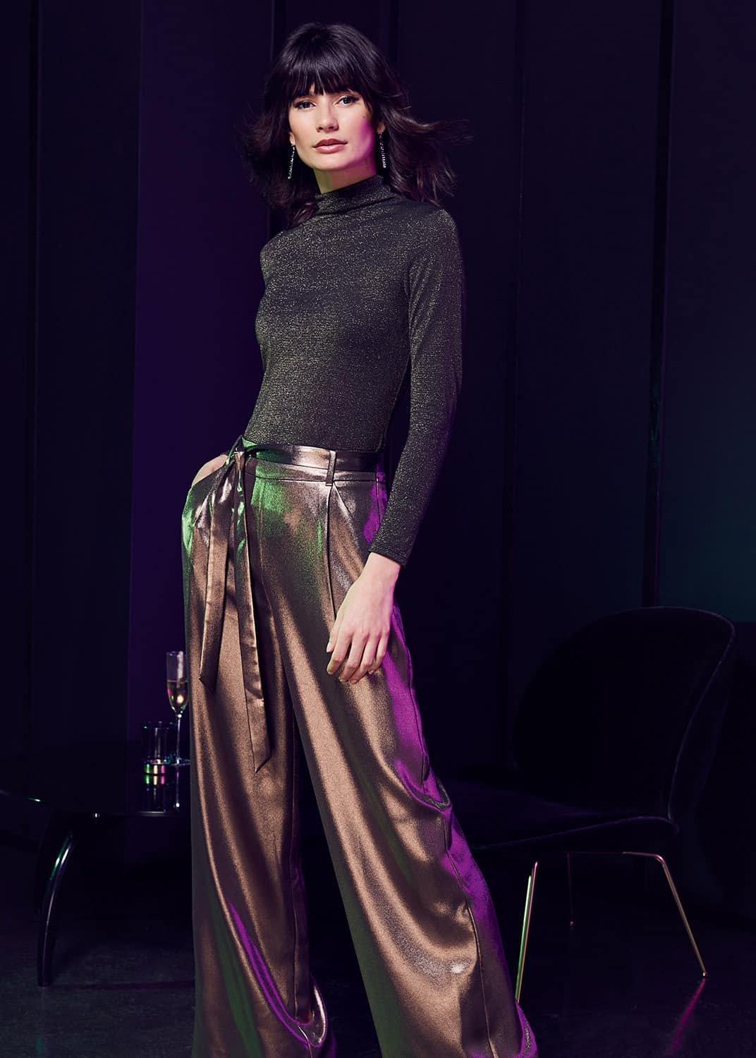 Keira Gold Wide Leg Trousers