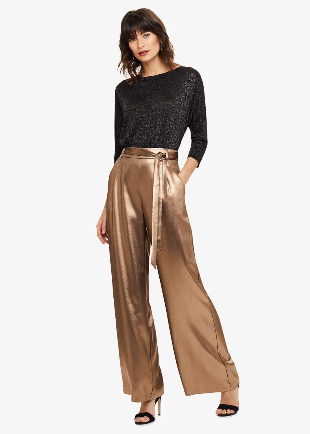 Keira Gold Wide Leg Trousers