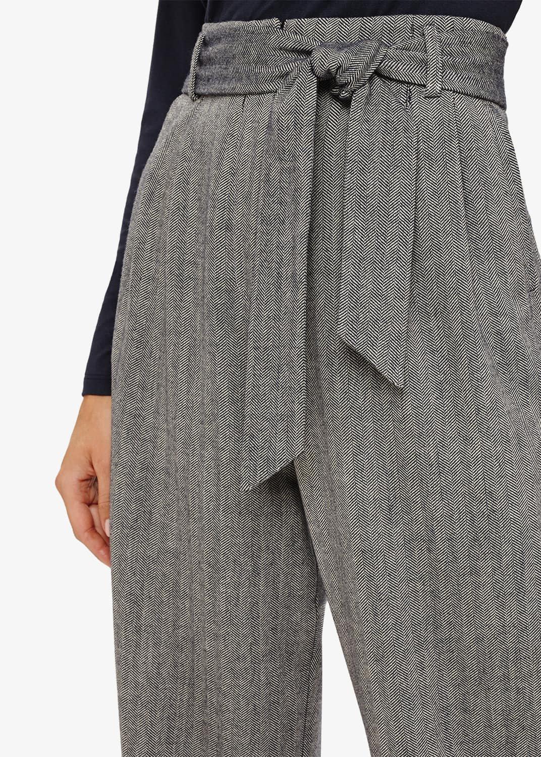 Edwina Herringbone Wide Leg Trousers