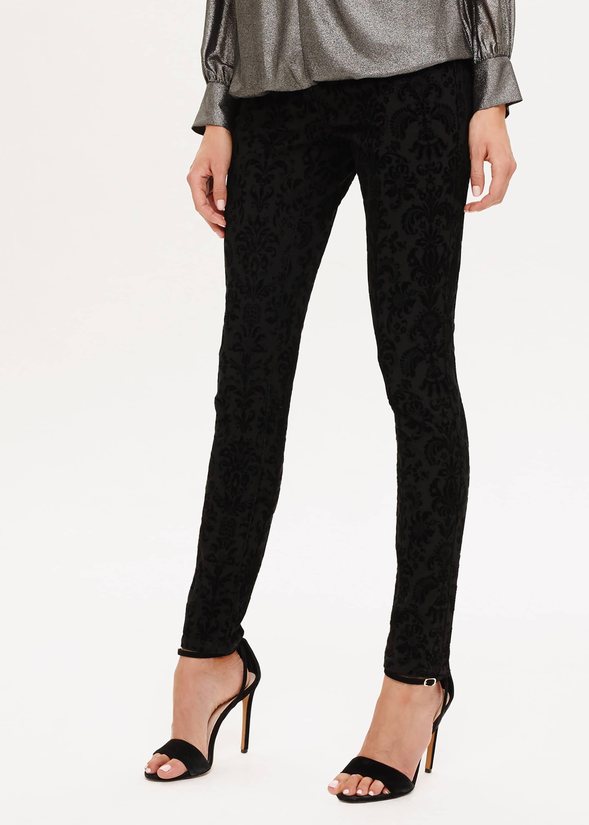 Flocked Floral Jeans