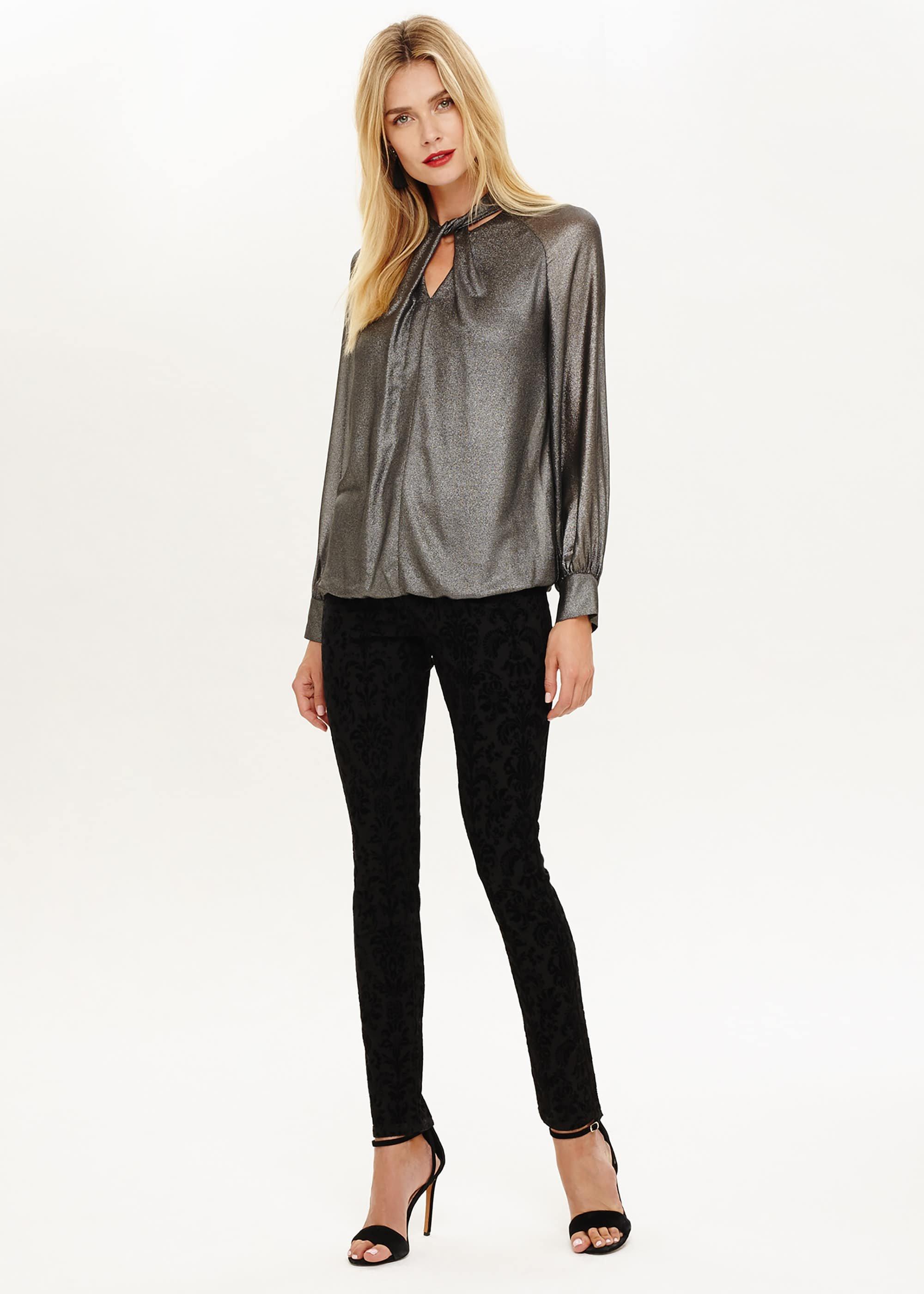 Flocked Floral Jeans