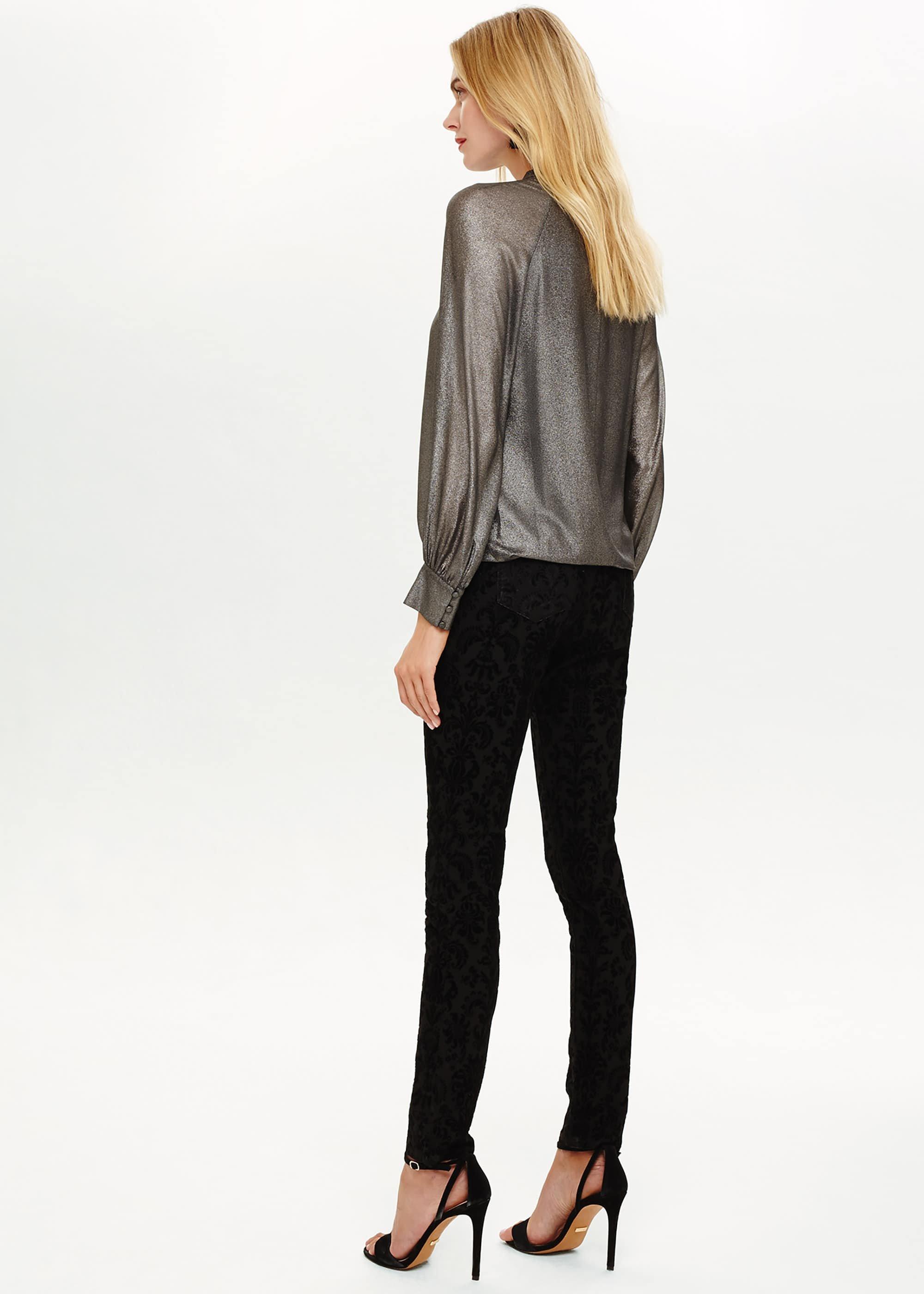 Flocked Floral Jeans