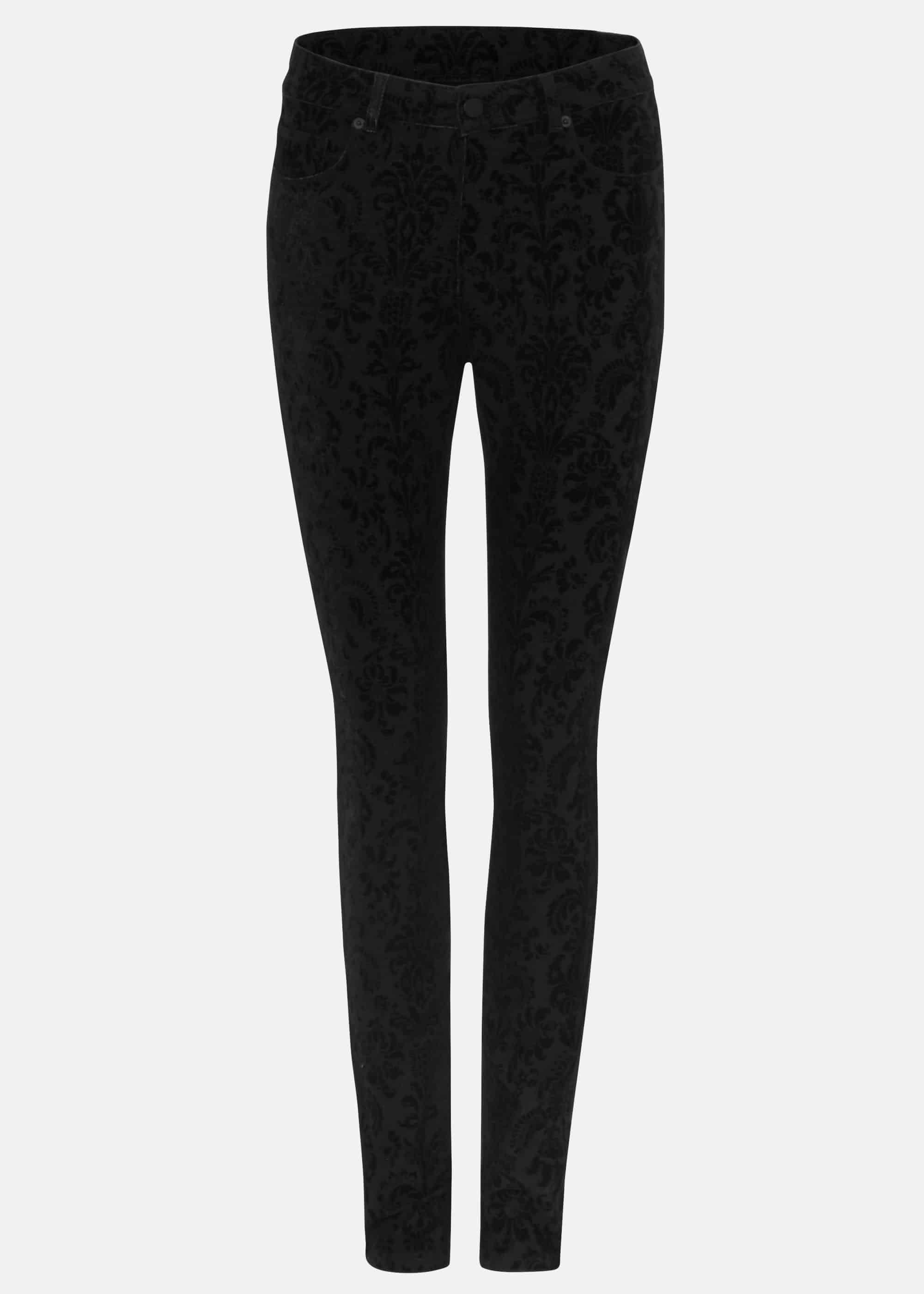 Flocked Floral Jeans