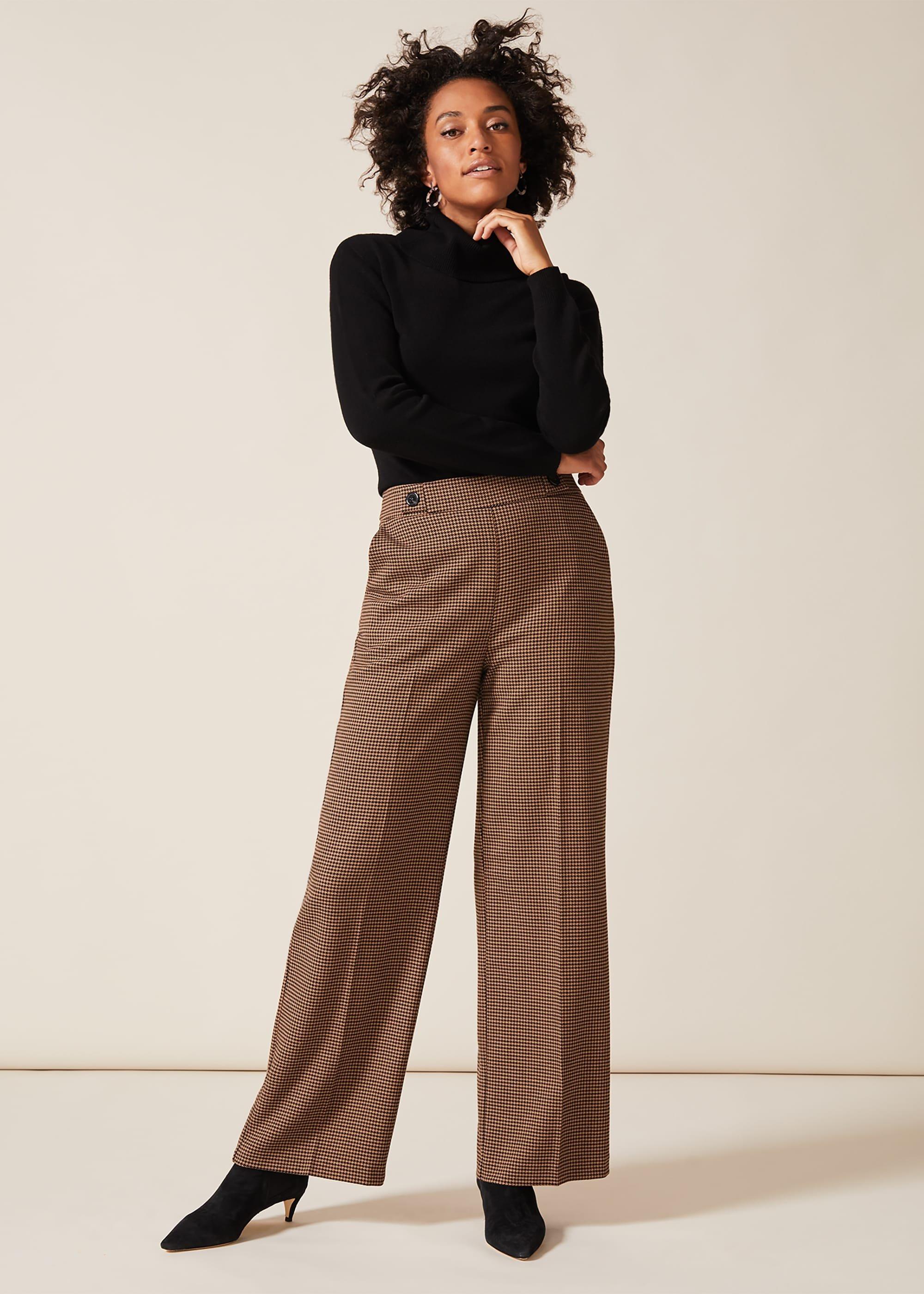 Vye Dogtooth Wide Leg Trouser