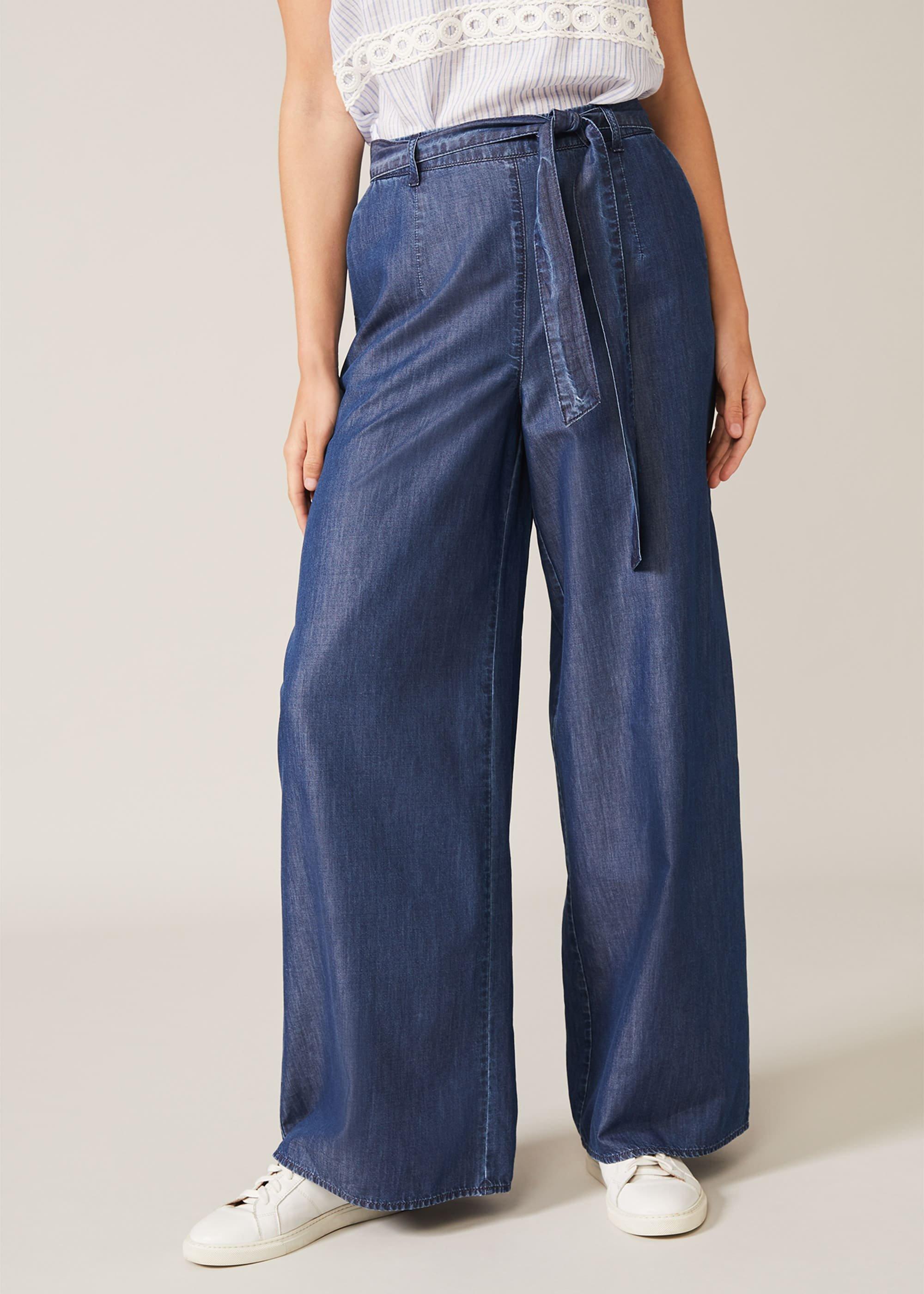 Jane Chambray Wide Leg Trouser