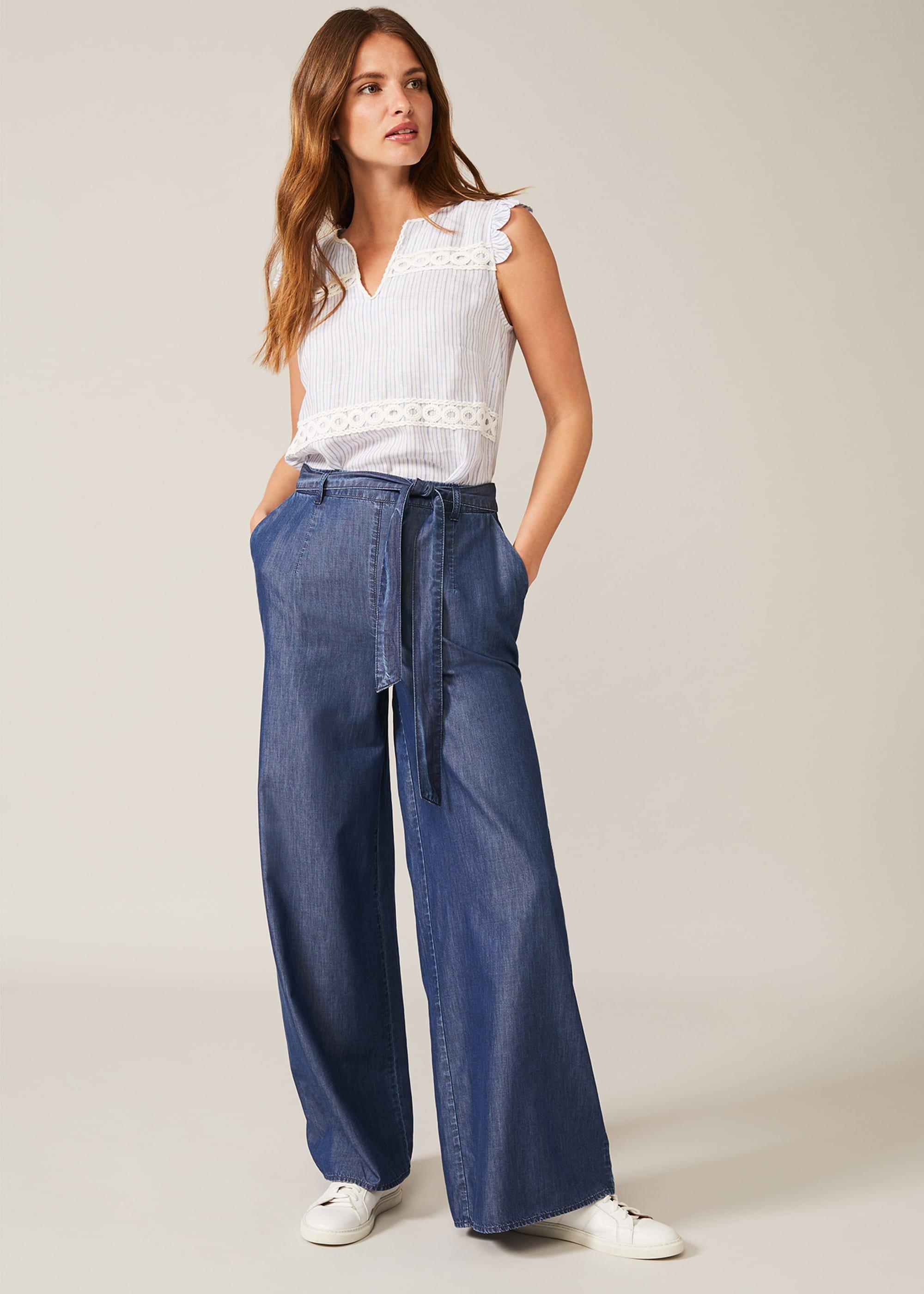 Jane Chambray Wide Leg Trouser