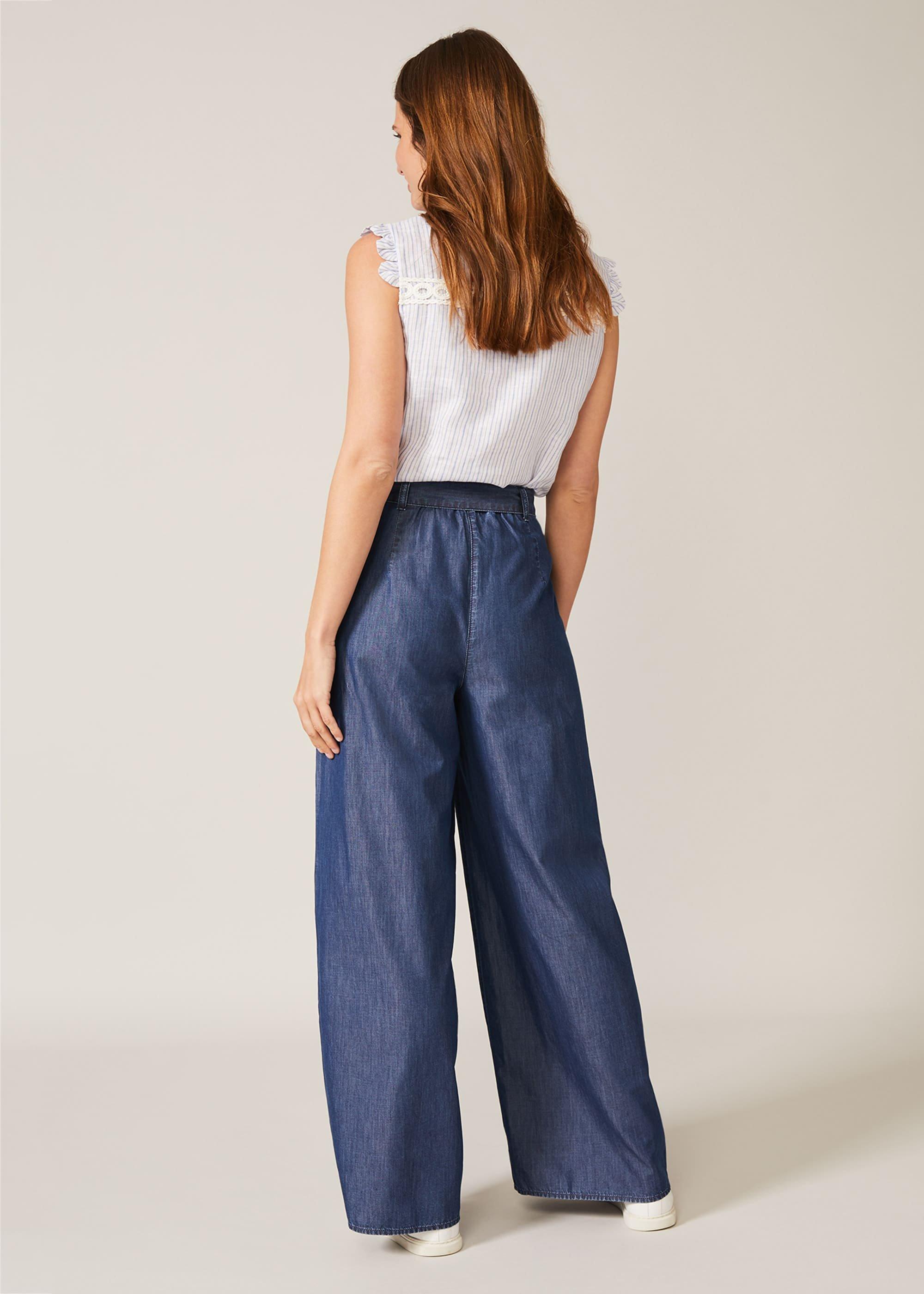 Jane Chambray Wide Leg Trouser
