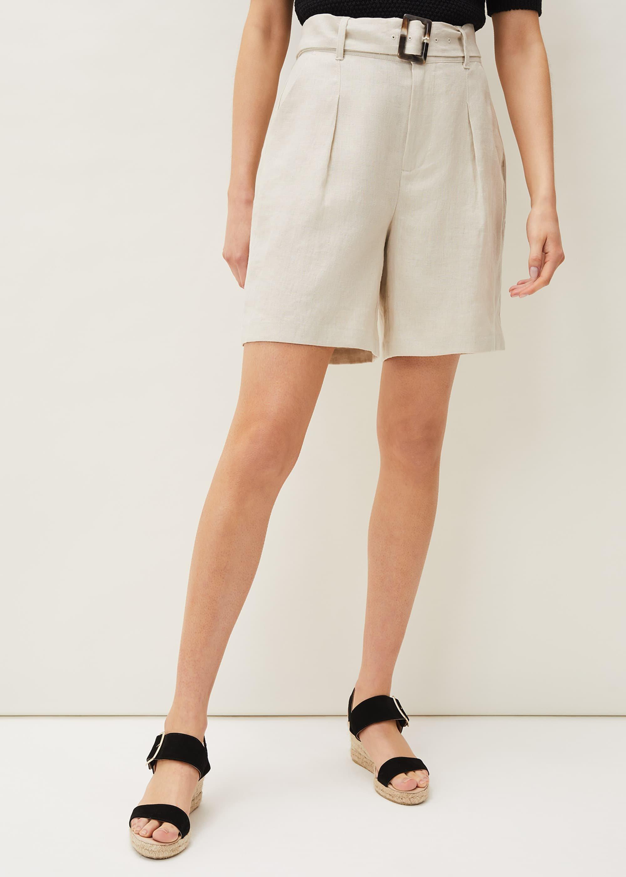 Hazel Linen Belted Shorts