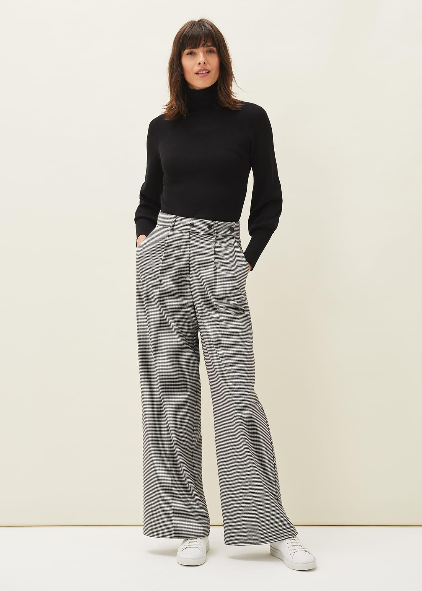 Karrie Dogtooth Wide Leg Trouser