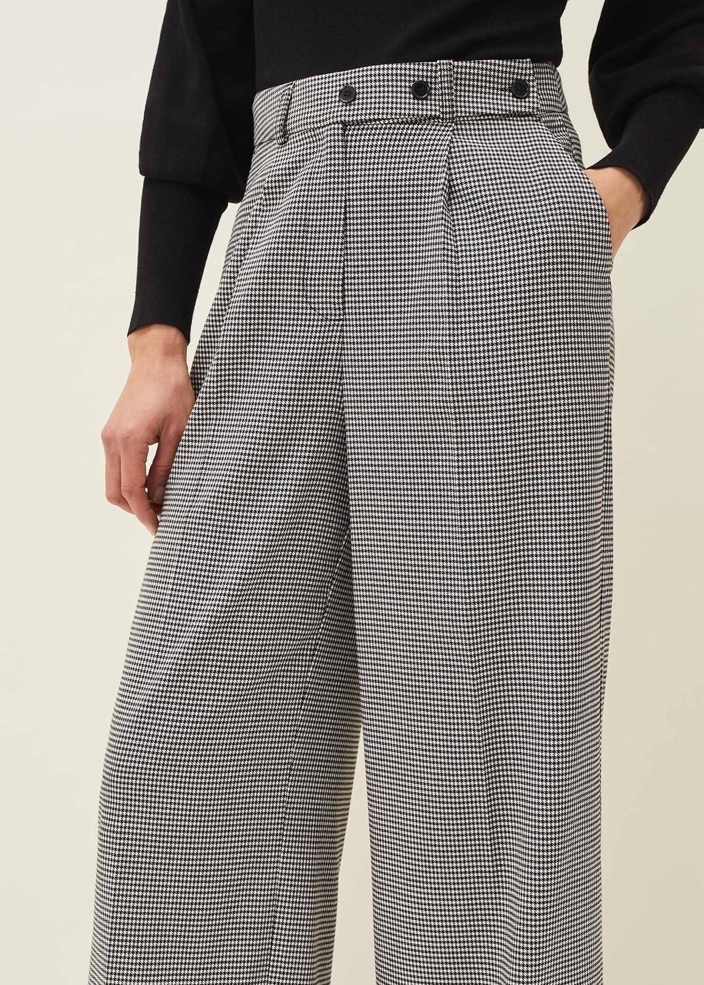 Karrie Dogtooth Wide Leg Trouser