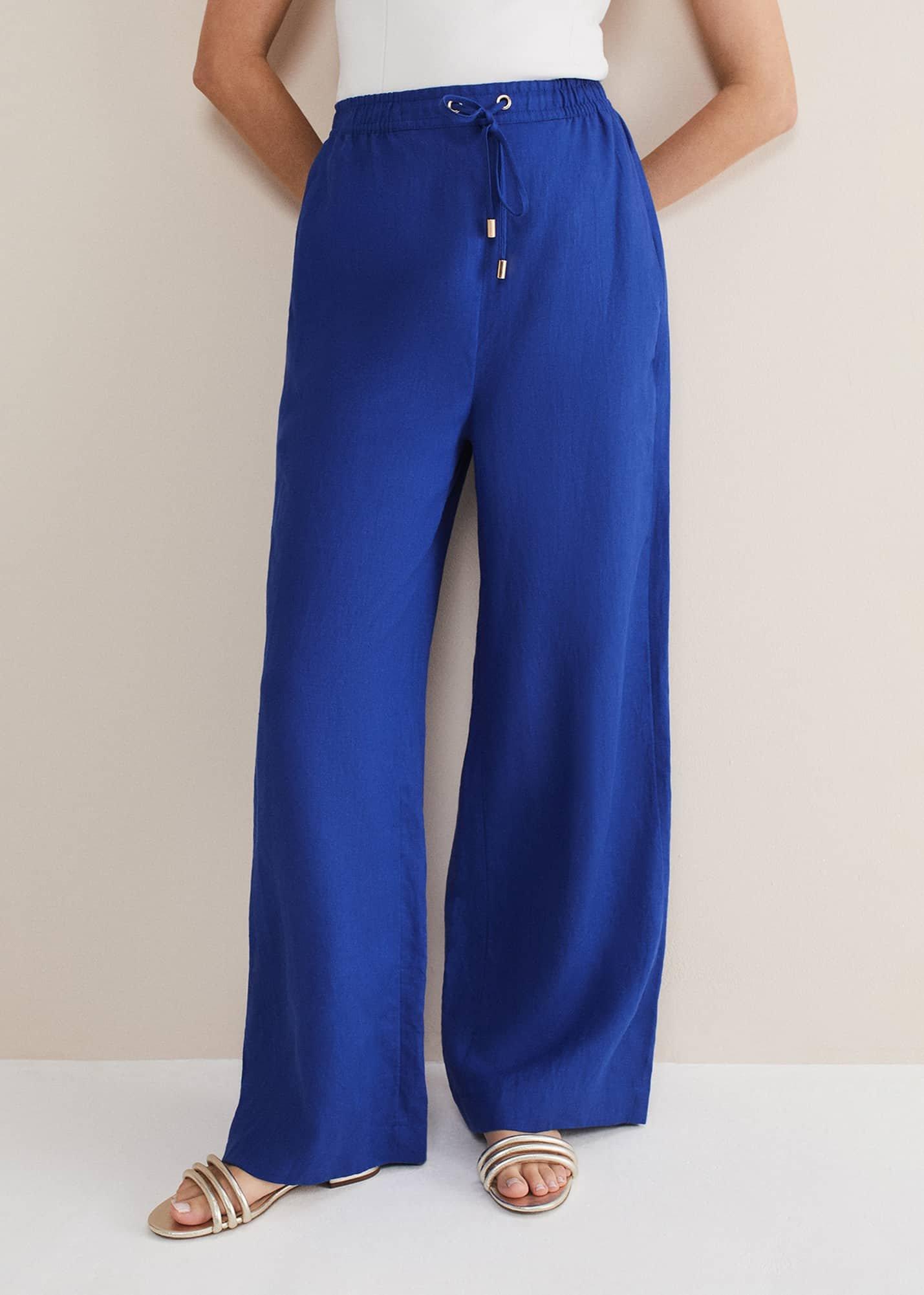 Lolita Blue Linen Wide Leg Trousers