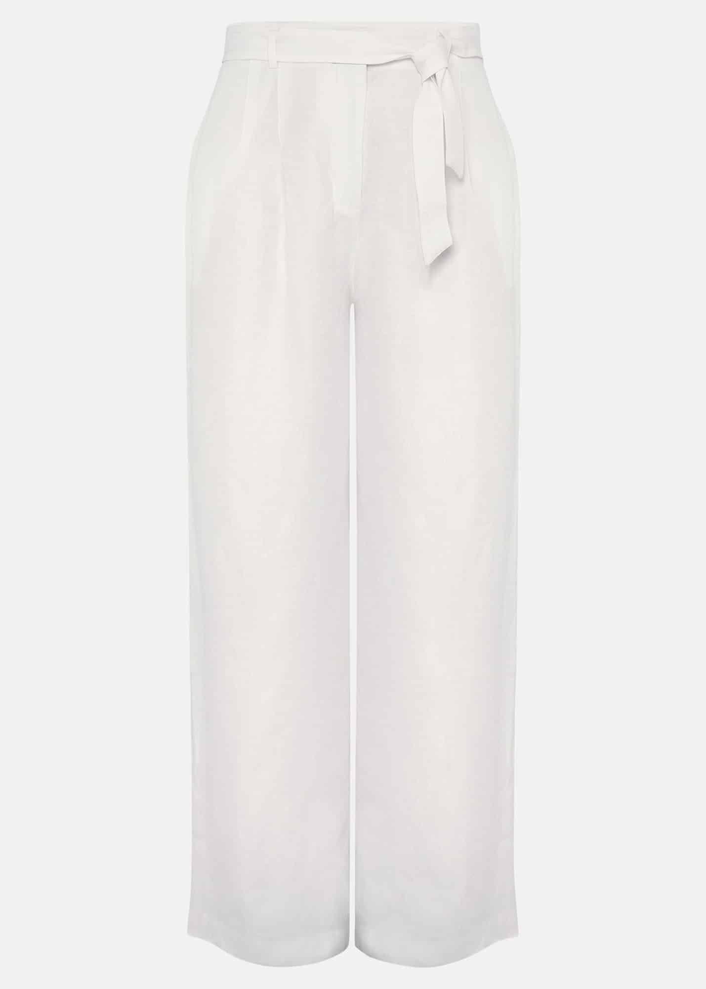 Aaliyah White Linen Wide Leg Trousers