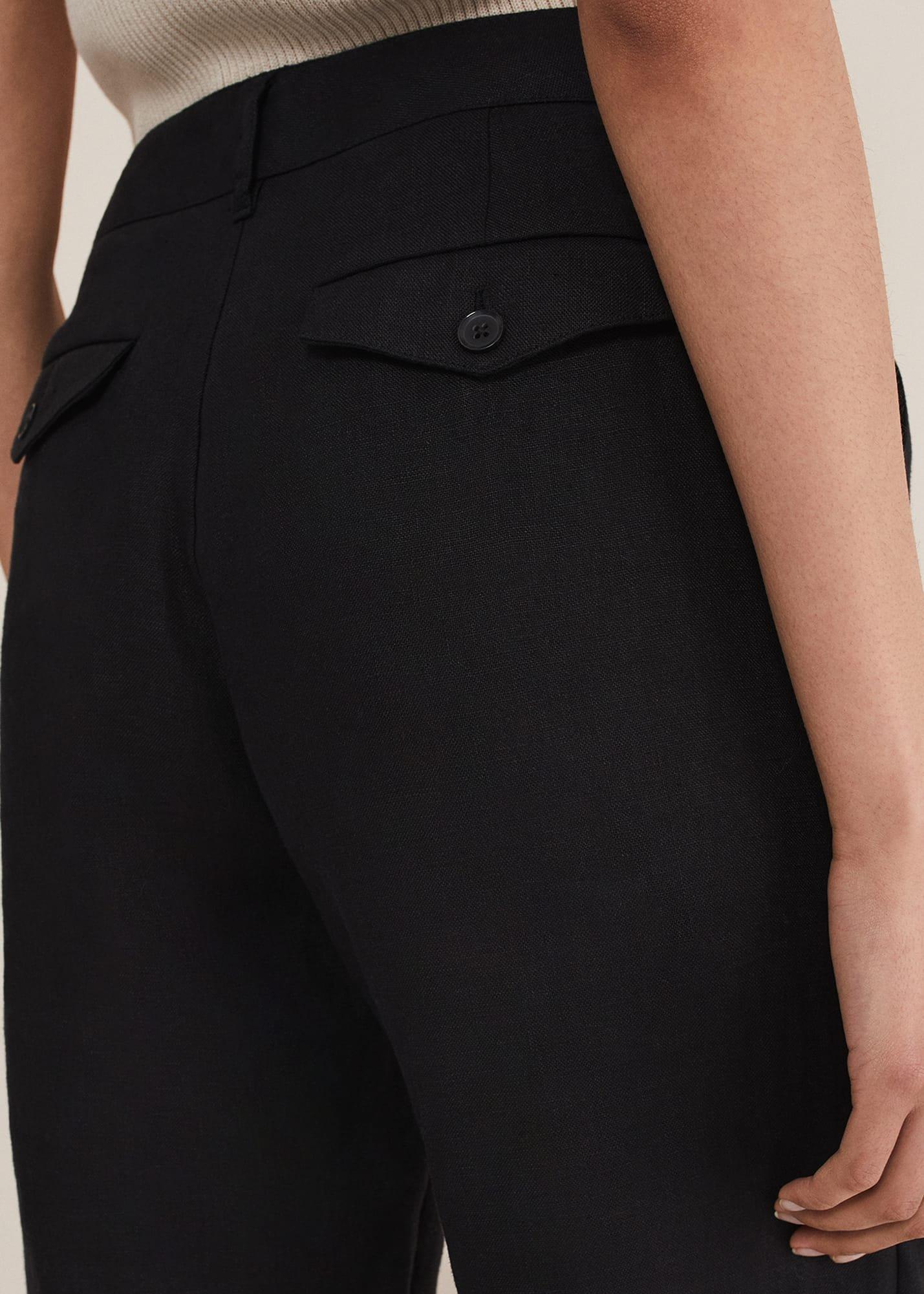 Klarra Black Linen Tapered Trousers