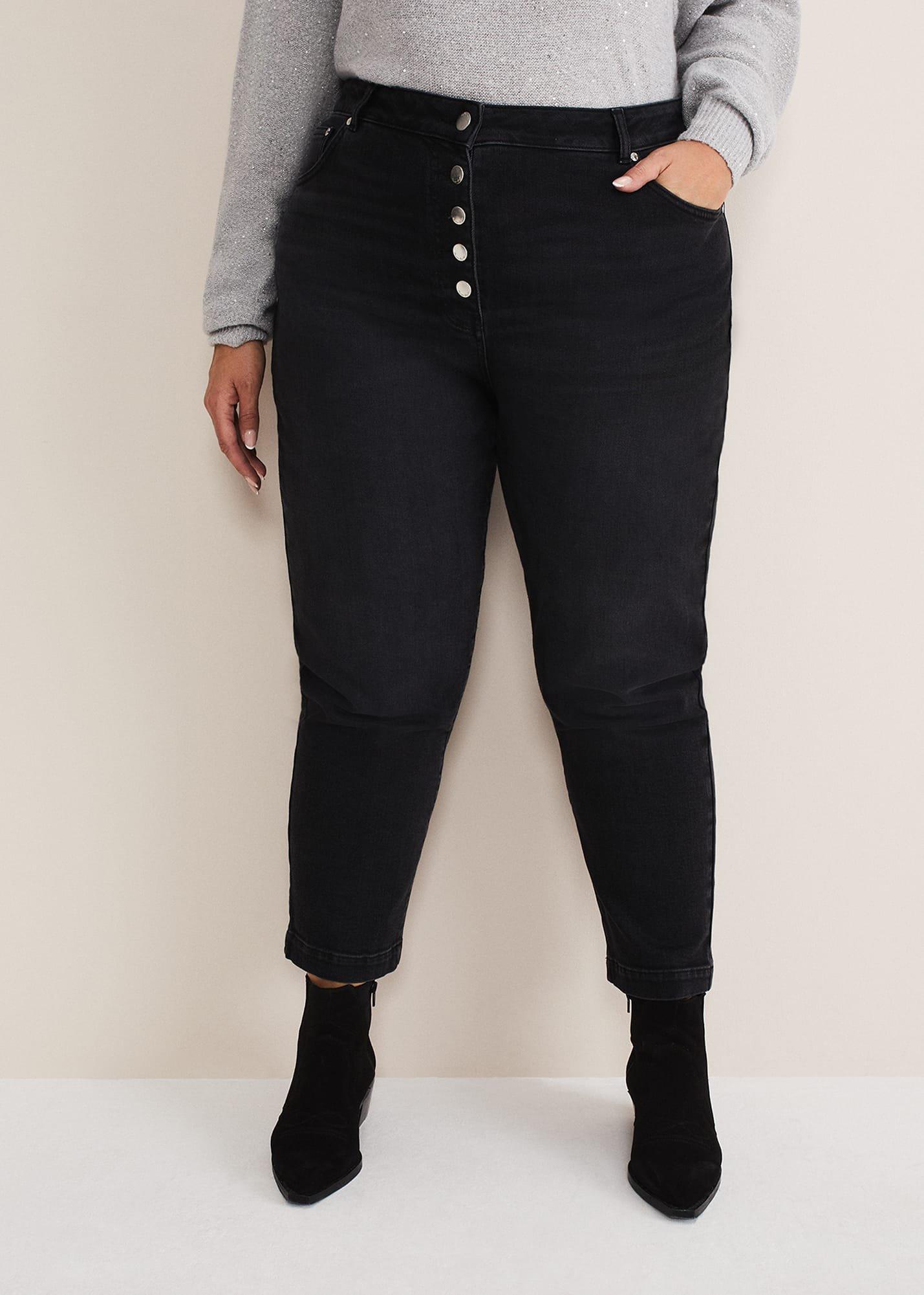 Karlie Button Through Straight Leg Jeans