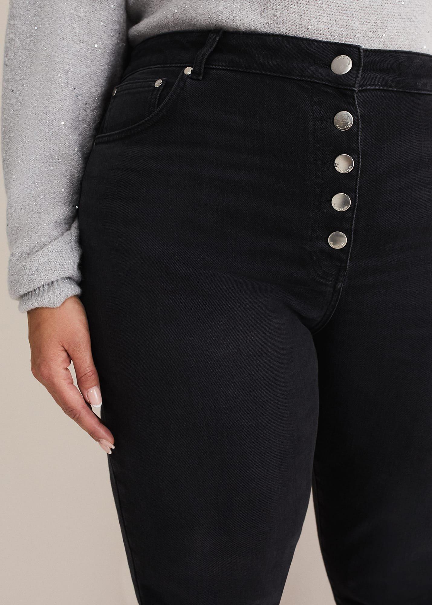 Karlie Button Through Straight Leg Jeans
