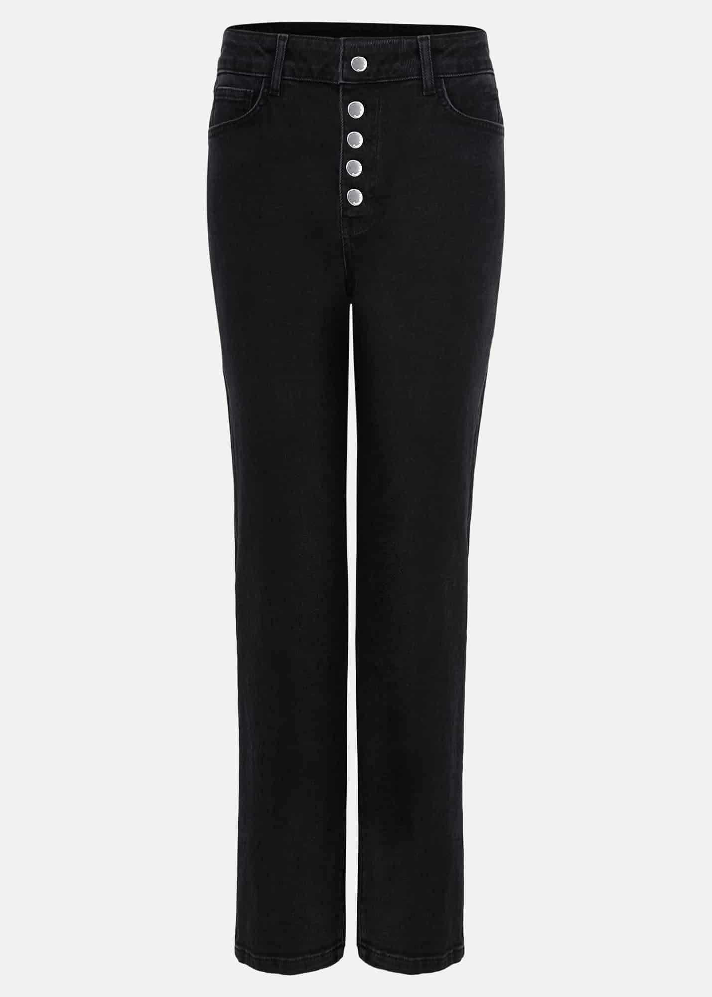 Karlie Button Through Straight Leg Jeans