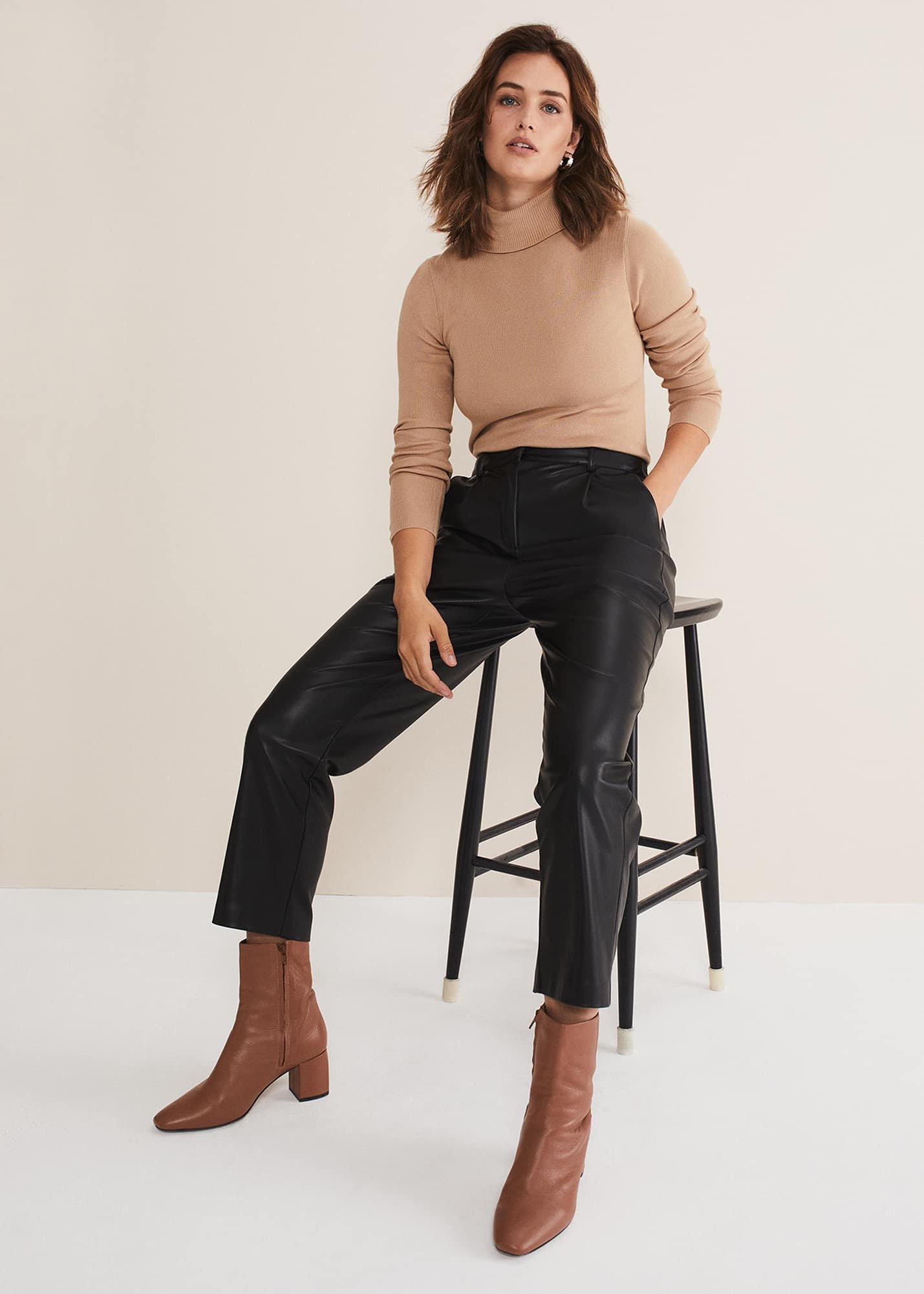 Rya Pleather Straight Leg Trouser