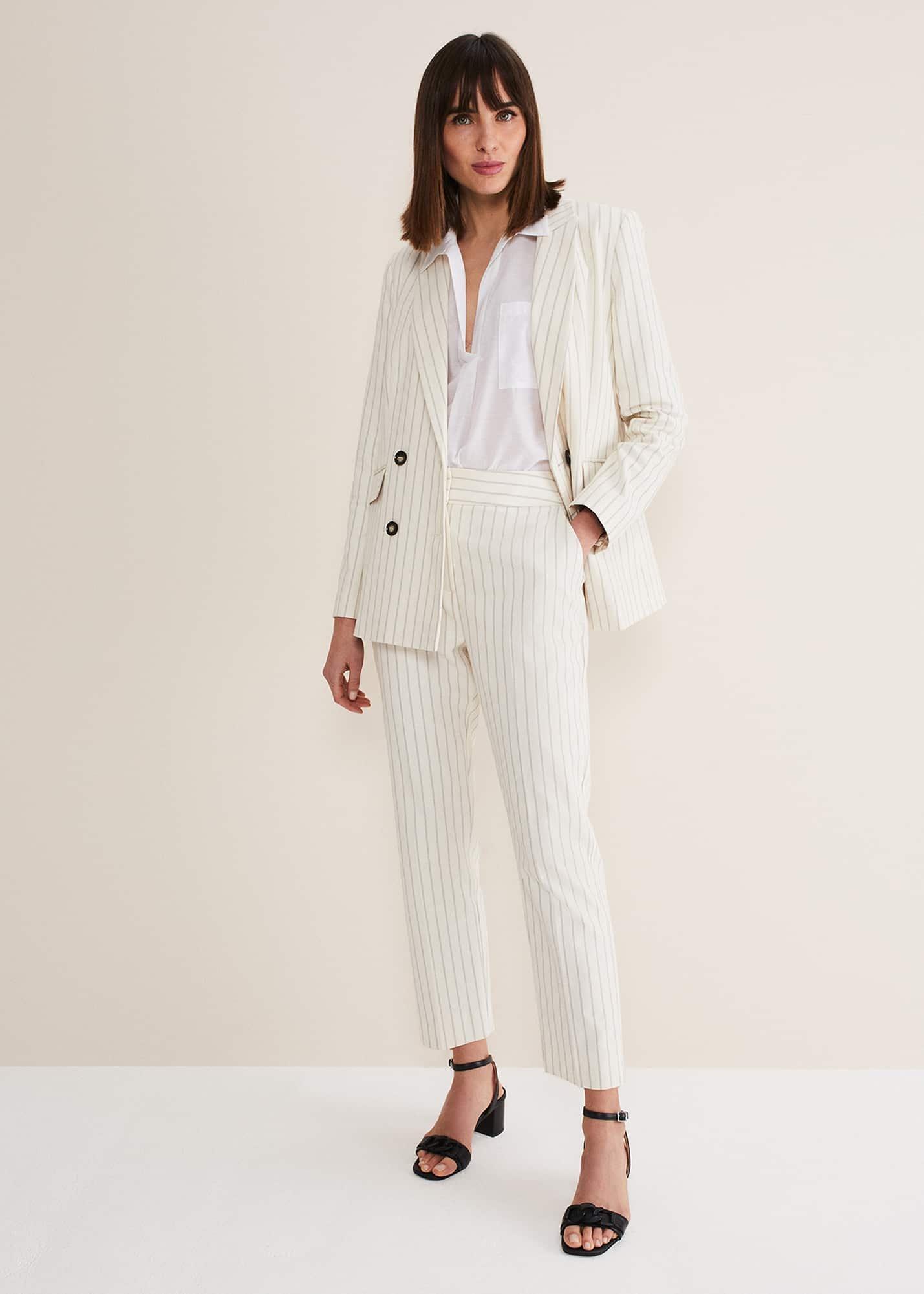 Ariella Pinstripe Straight Leg Trousers
