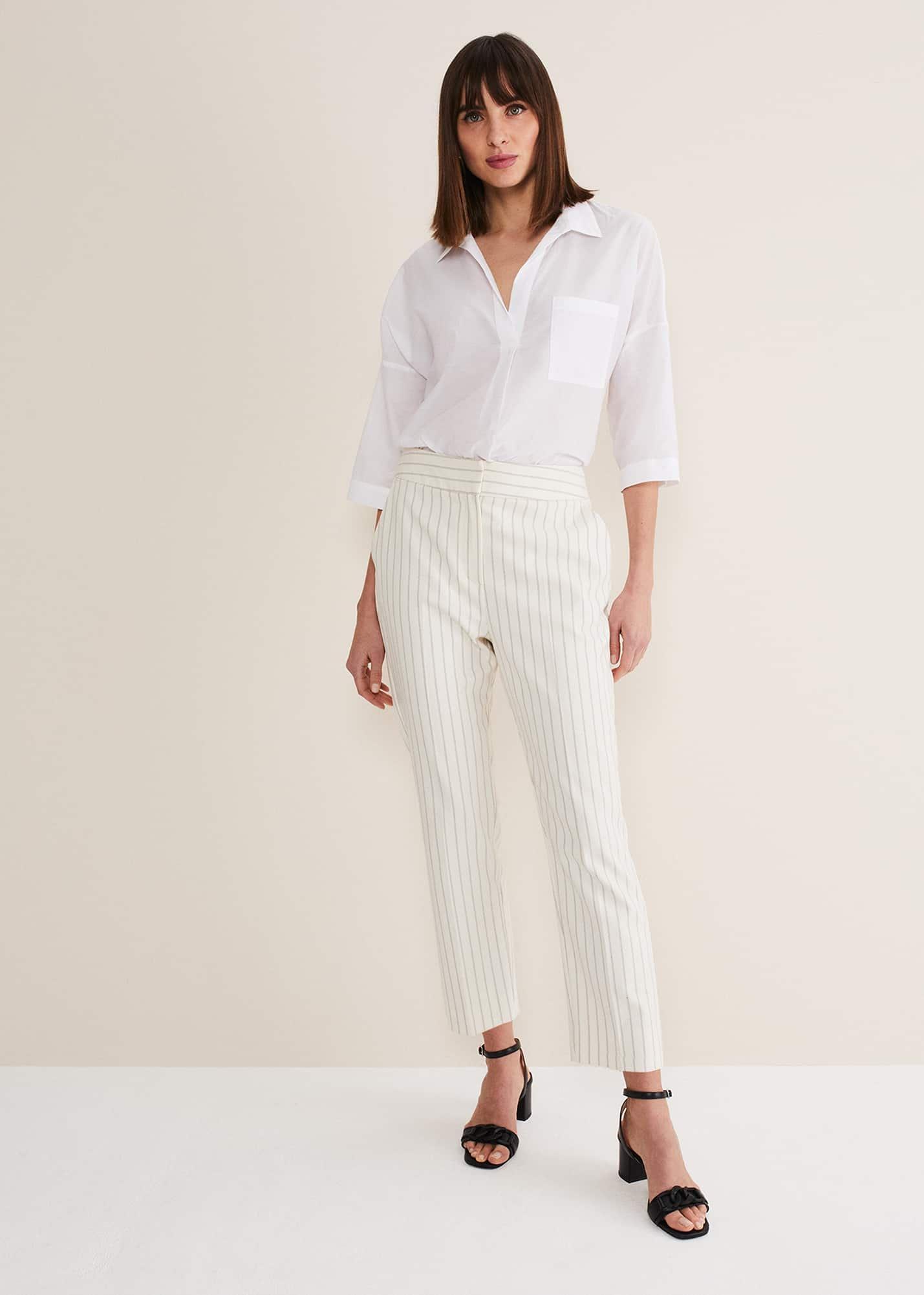 Ariella Pinstripe Straight Leg Trousers