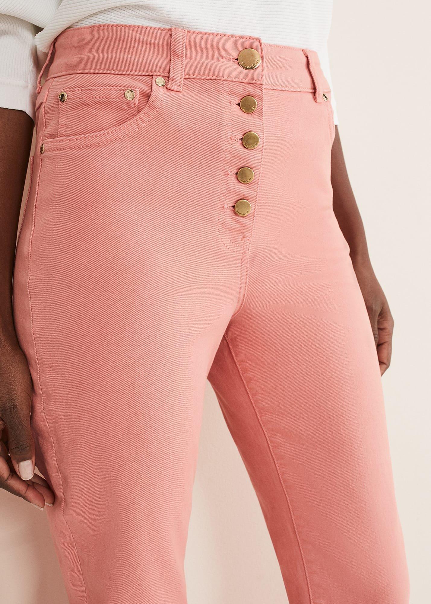Karlie Button Through Straight Leg Jeans