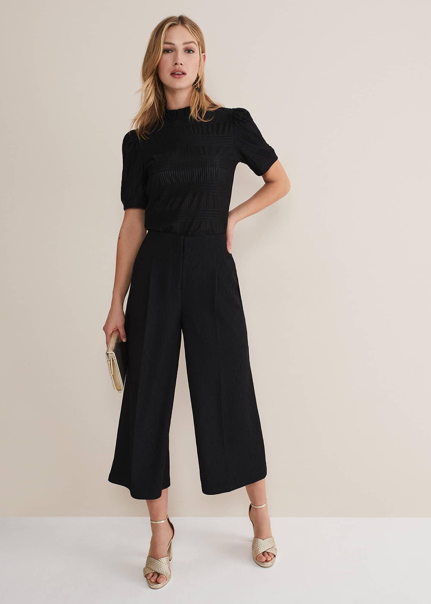 Audrea Black Wide Leg Culottes