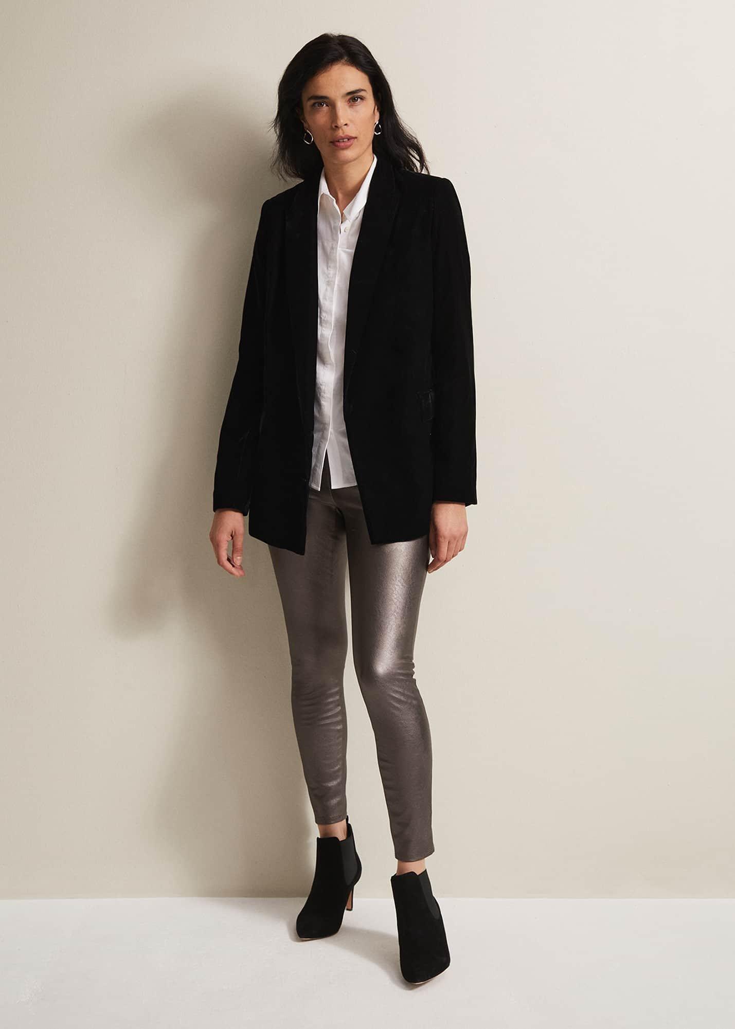 Amina Silver Faux Leather Jeggings