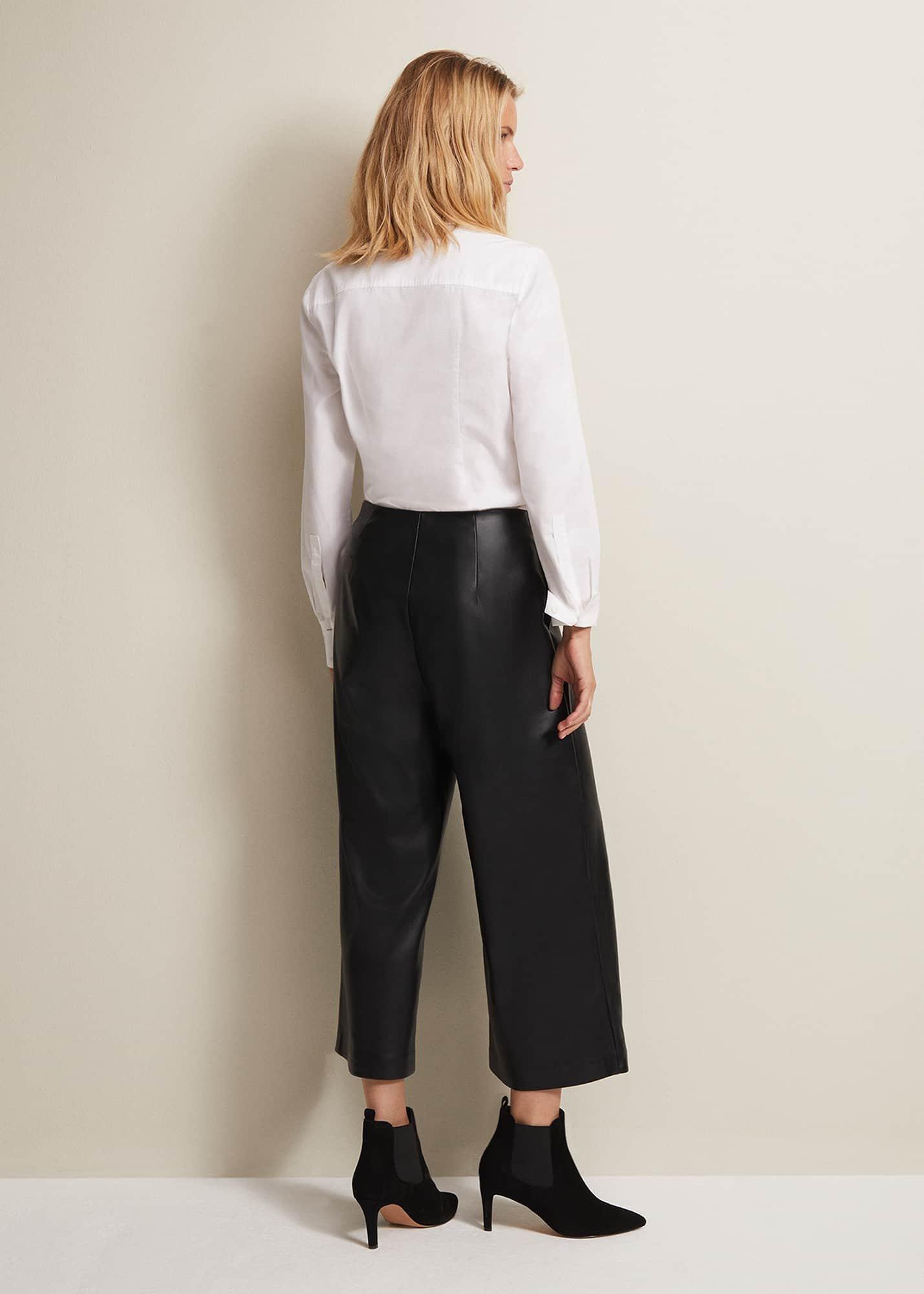 Emeline Black Faux Leather Culottes