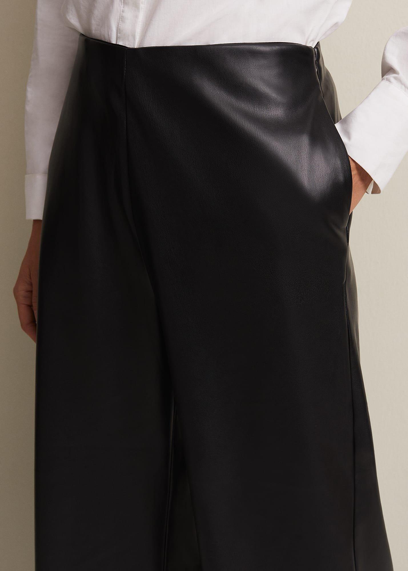 Emeline Black Faux Leather Culottes