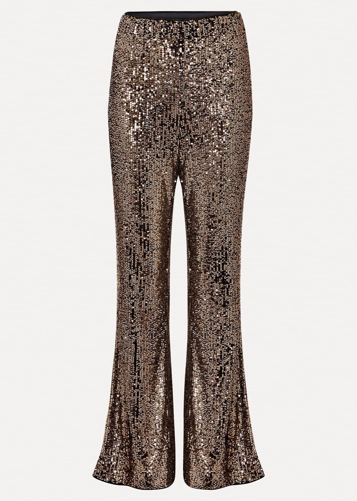 Karmia Gold Sequin Flared Trousers