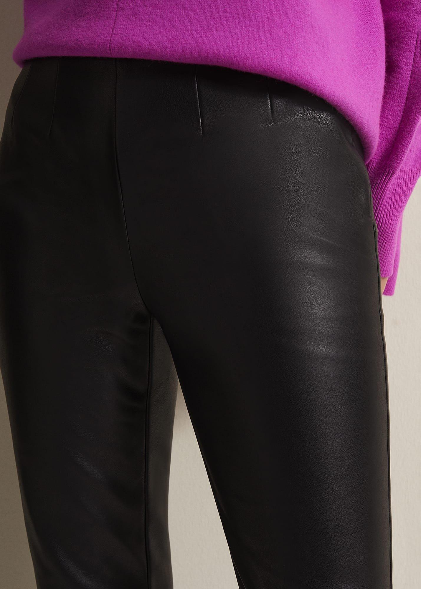 Marielle Black Faux Leather Cropped Trousers