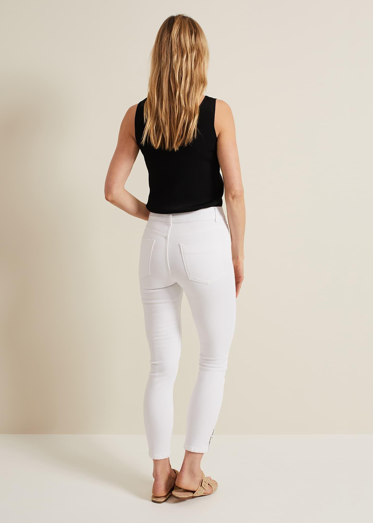 Joelle White Button Detail Skinny Jeans