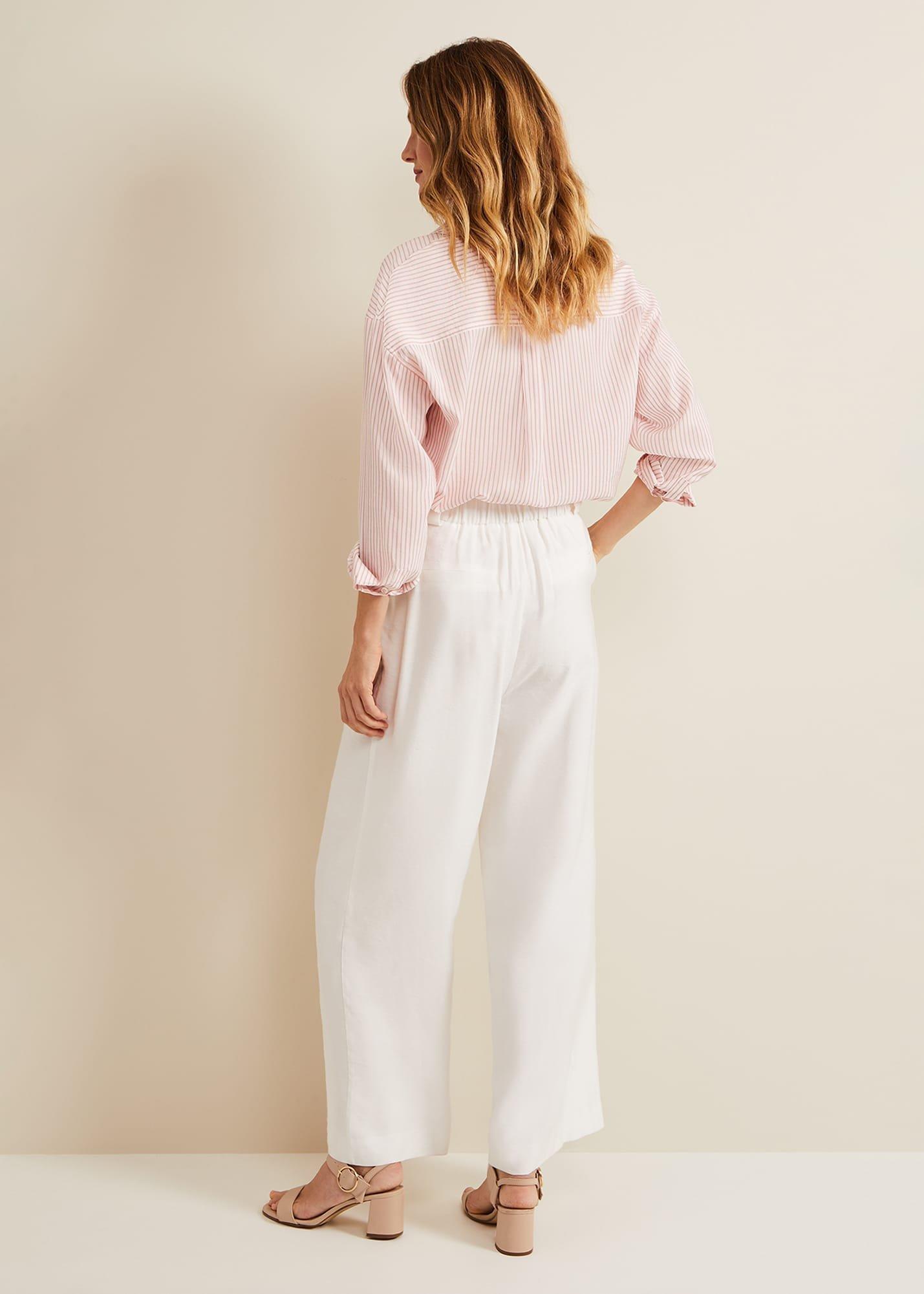 Tyla White Wide Leg Trousers
