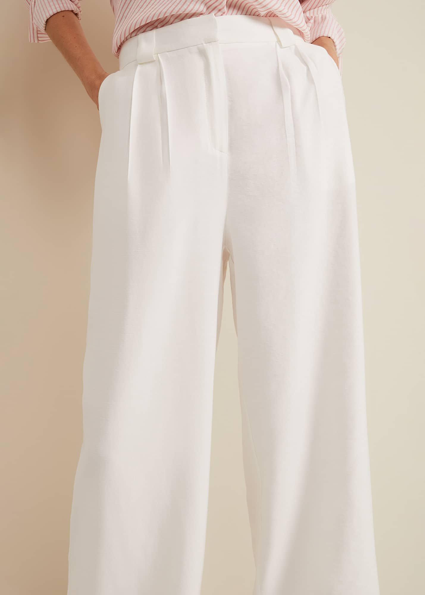 Tyla White Wide Leg Trousers